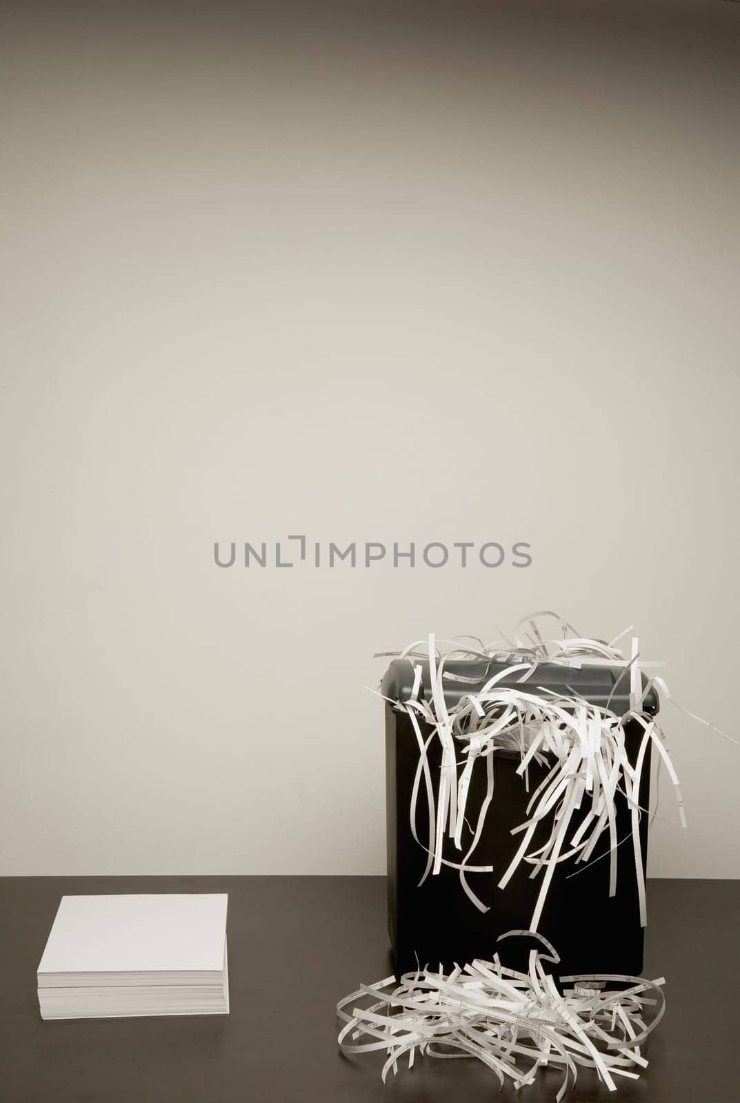 Shredded and non-shredded paper