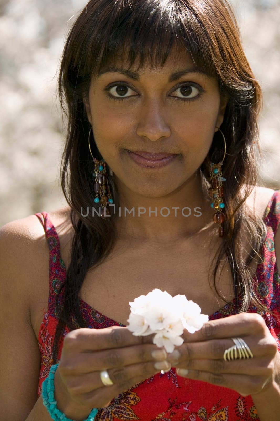 Portrait of a woman with blossom