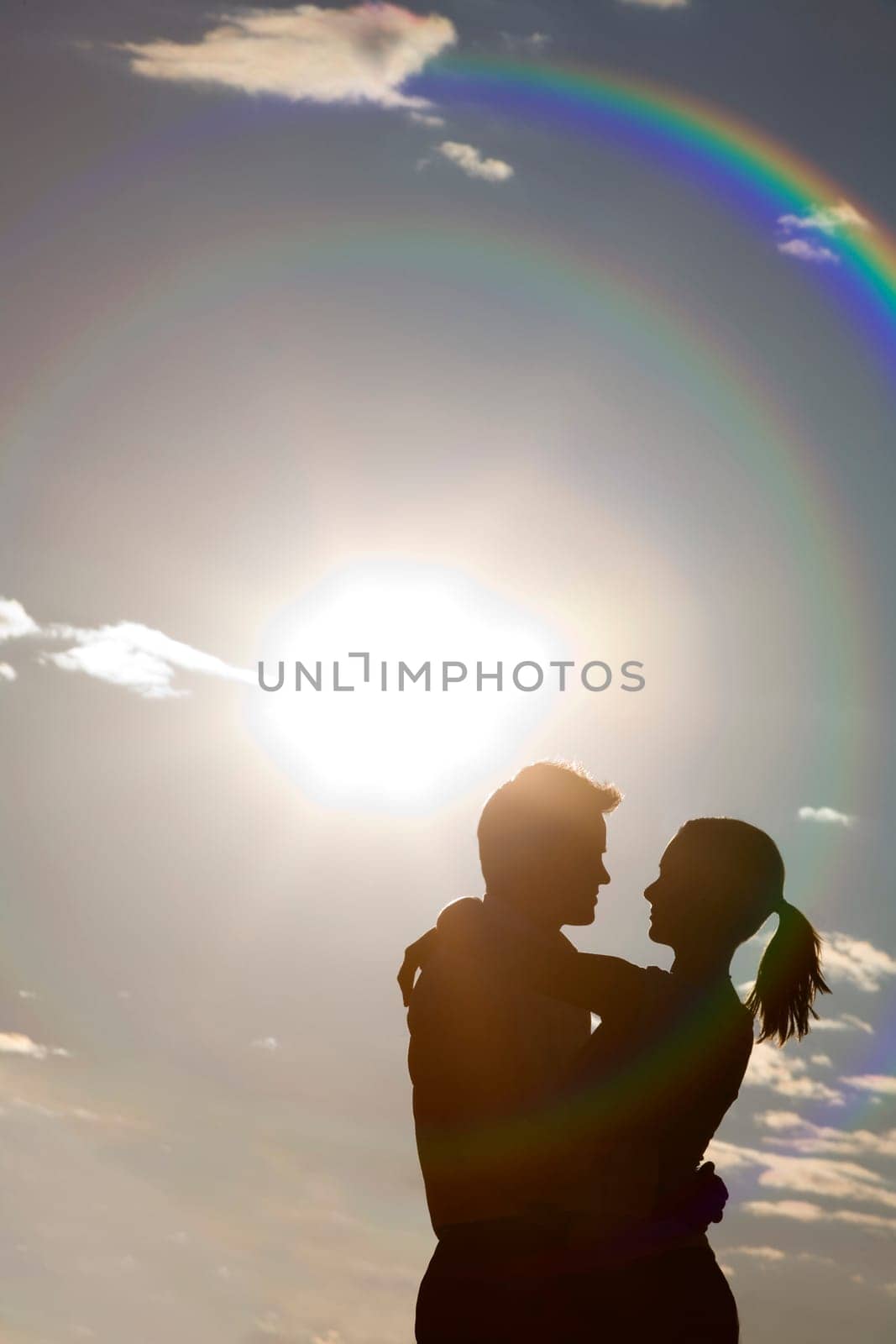 Silhouetted embrace