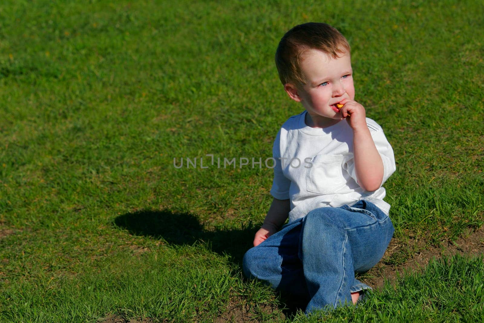 Young boy having a snack