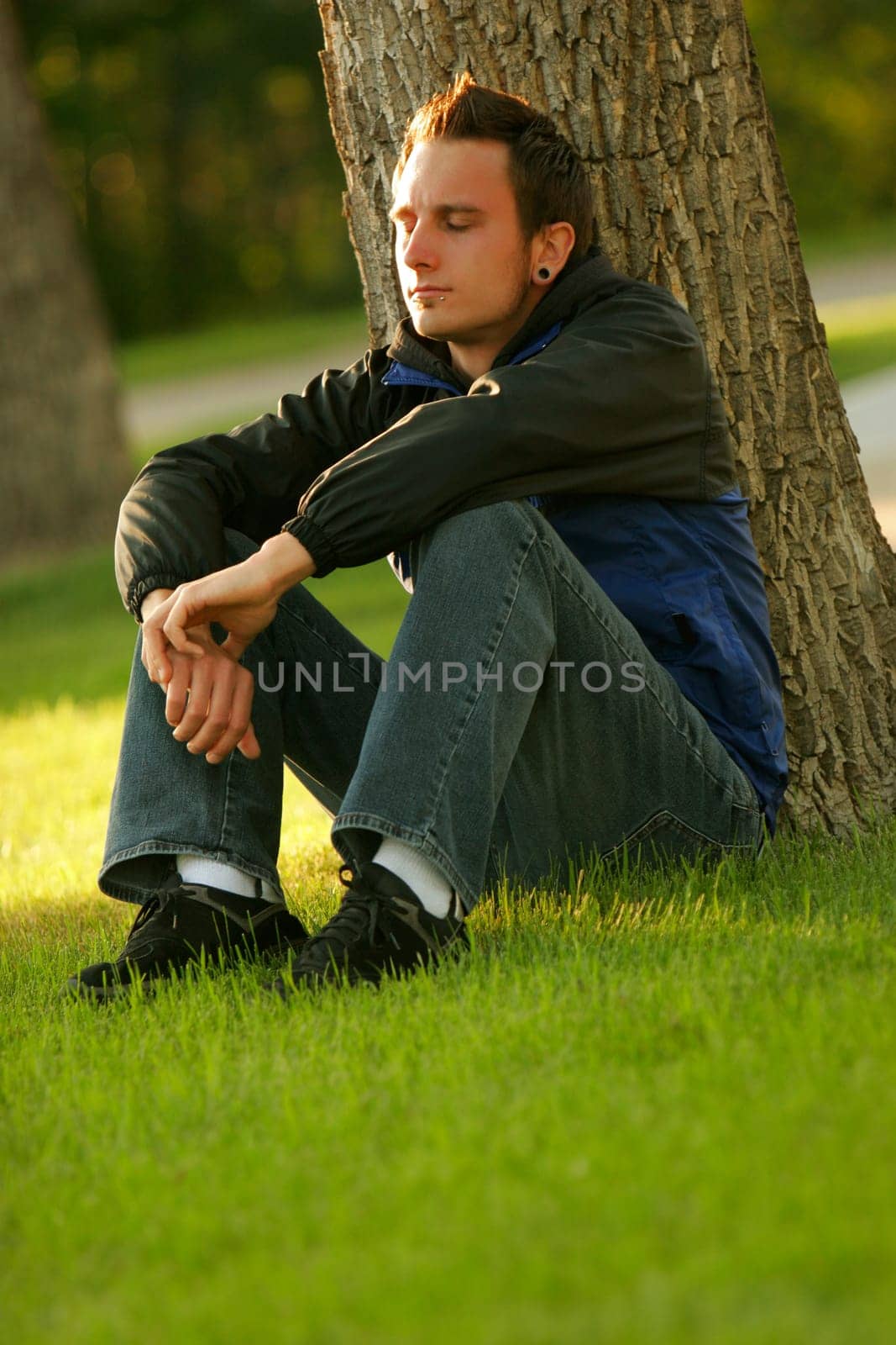 Man with eyes closed