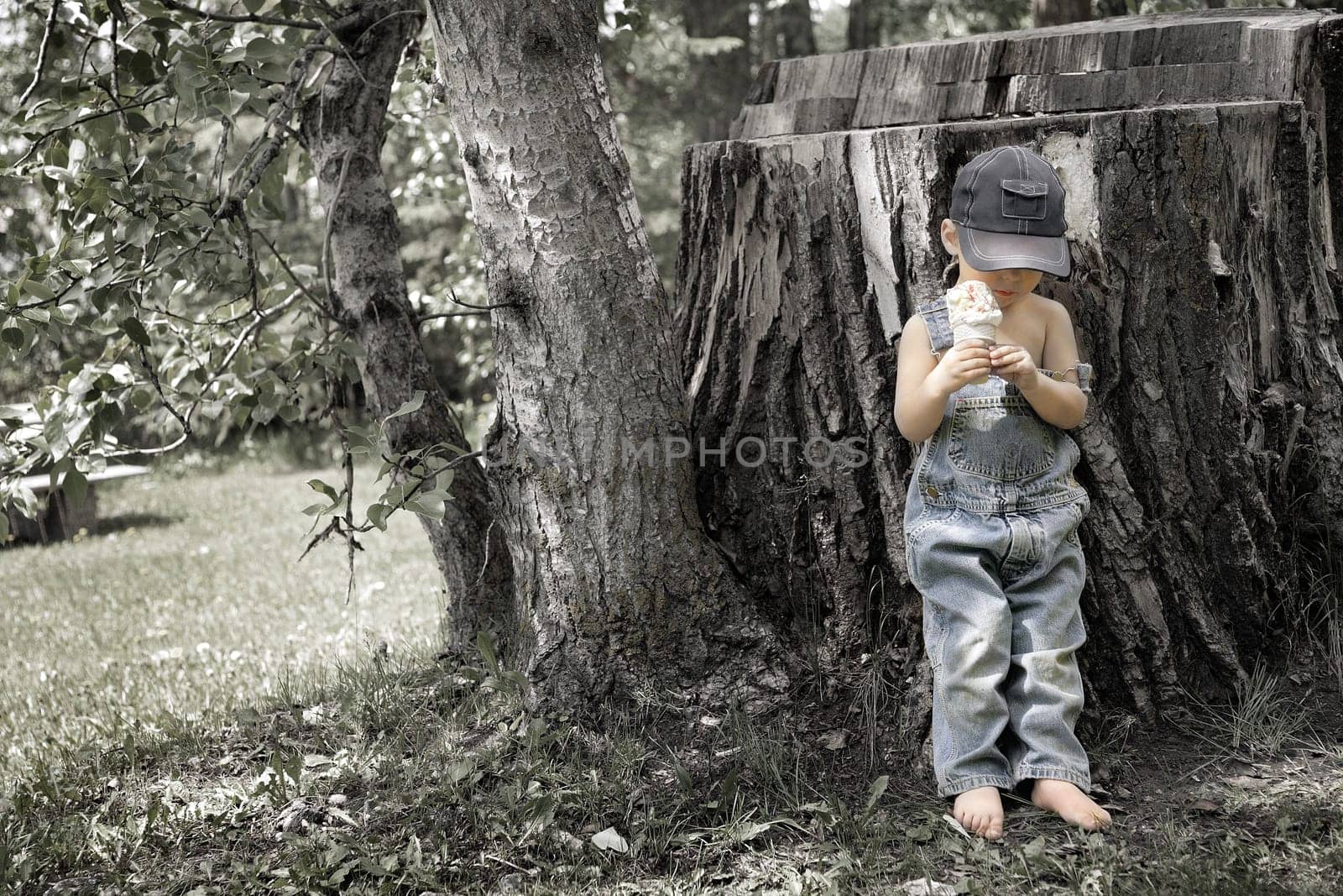 Little boy with ice cream cone