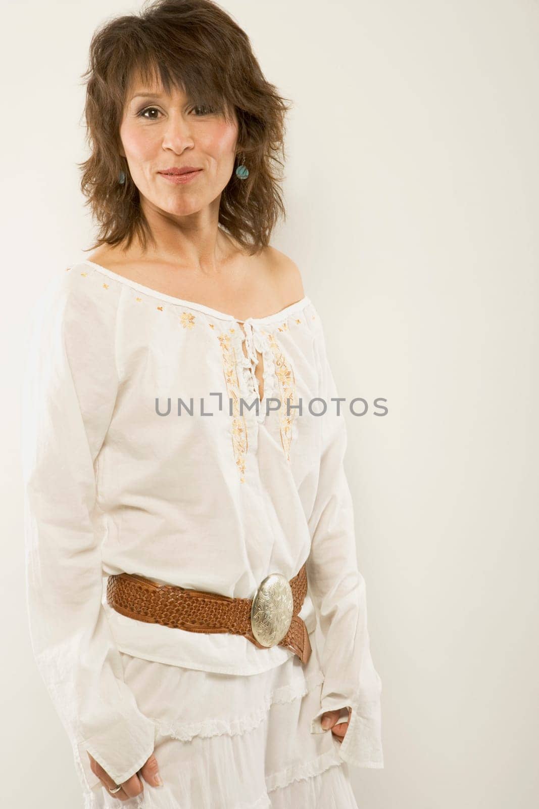 Woman in white outfit