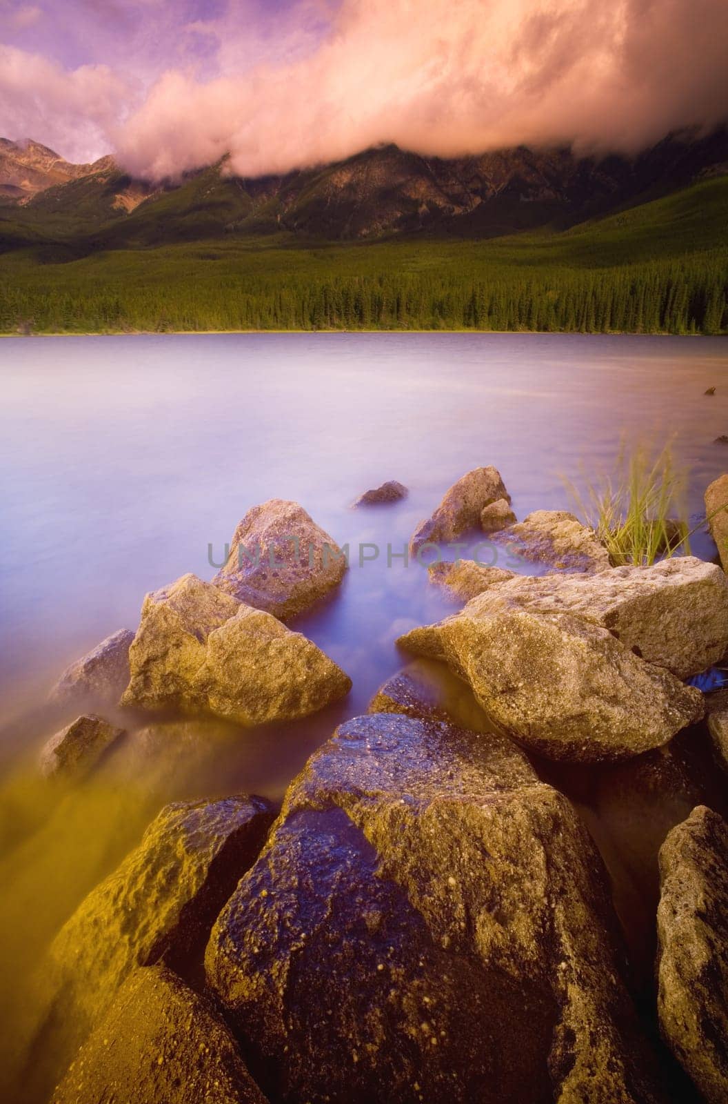 Scenic view across a lake