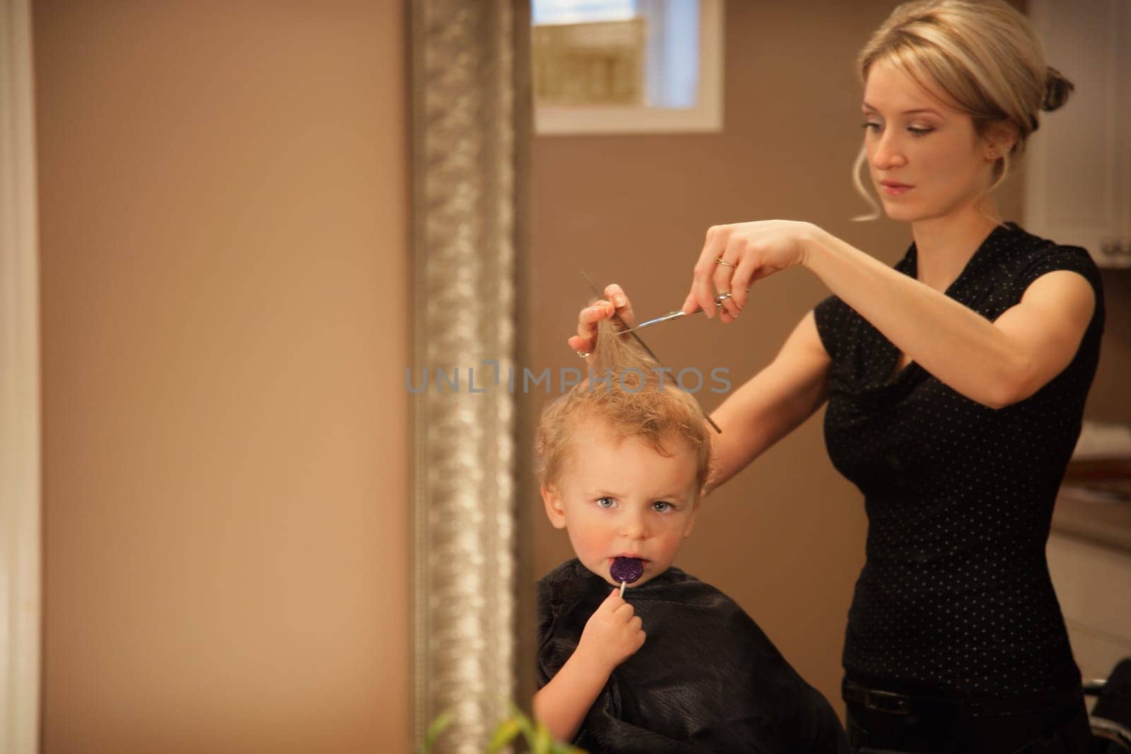 Boy getting a haircut