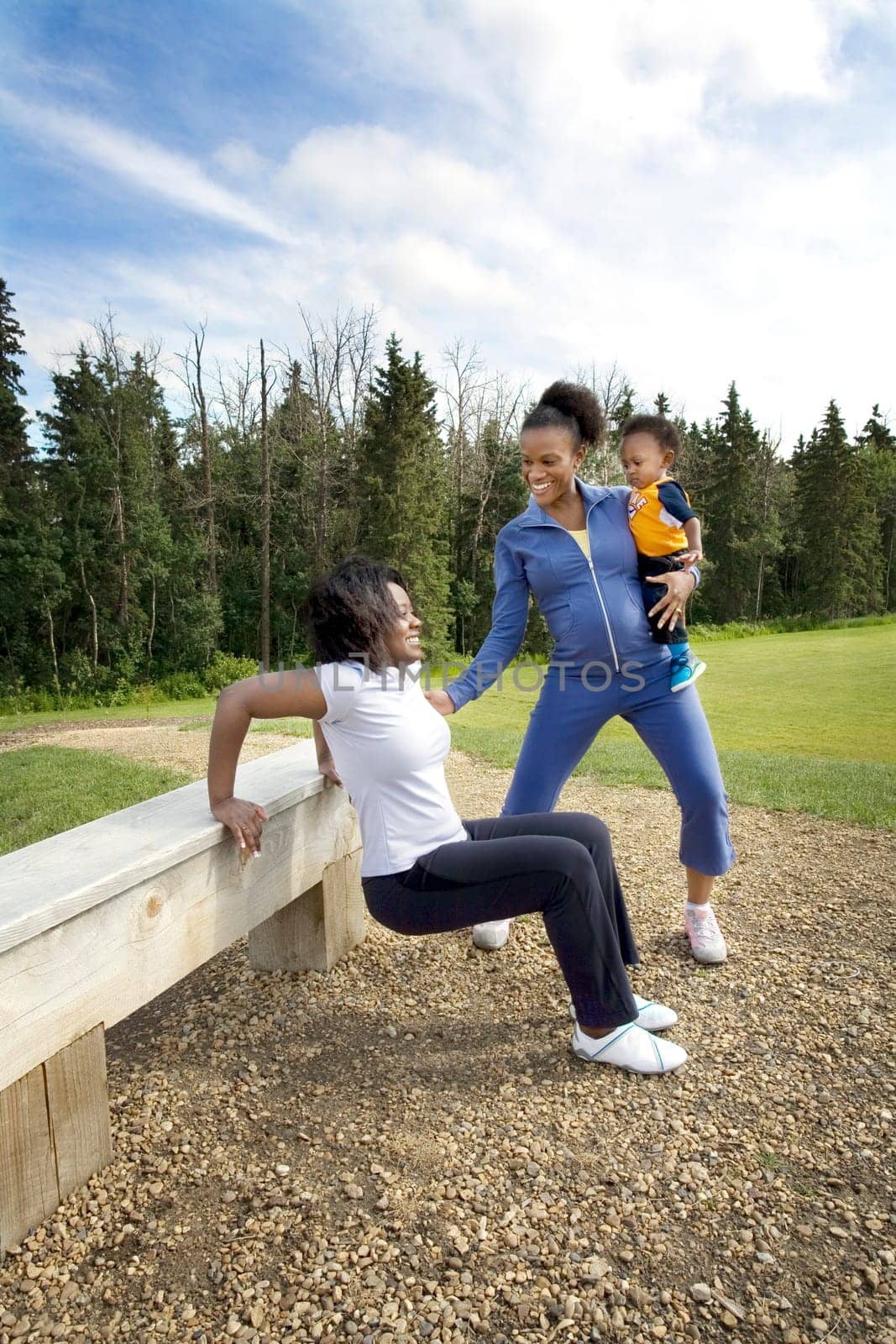 Women exercising together