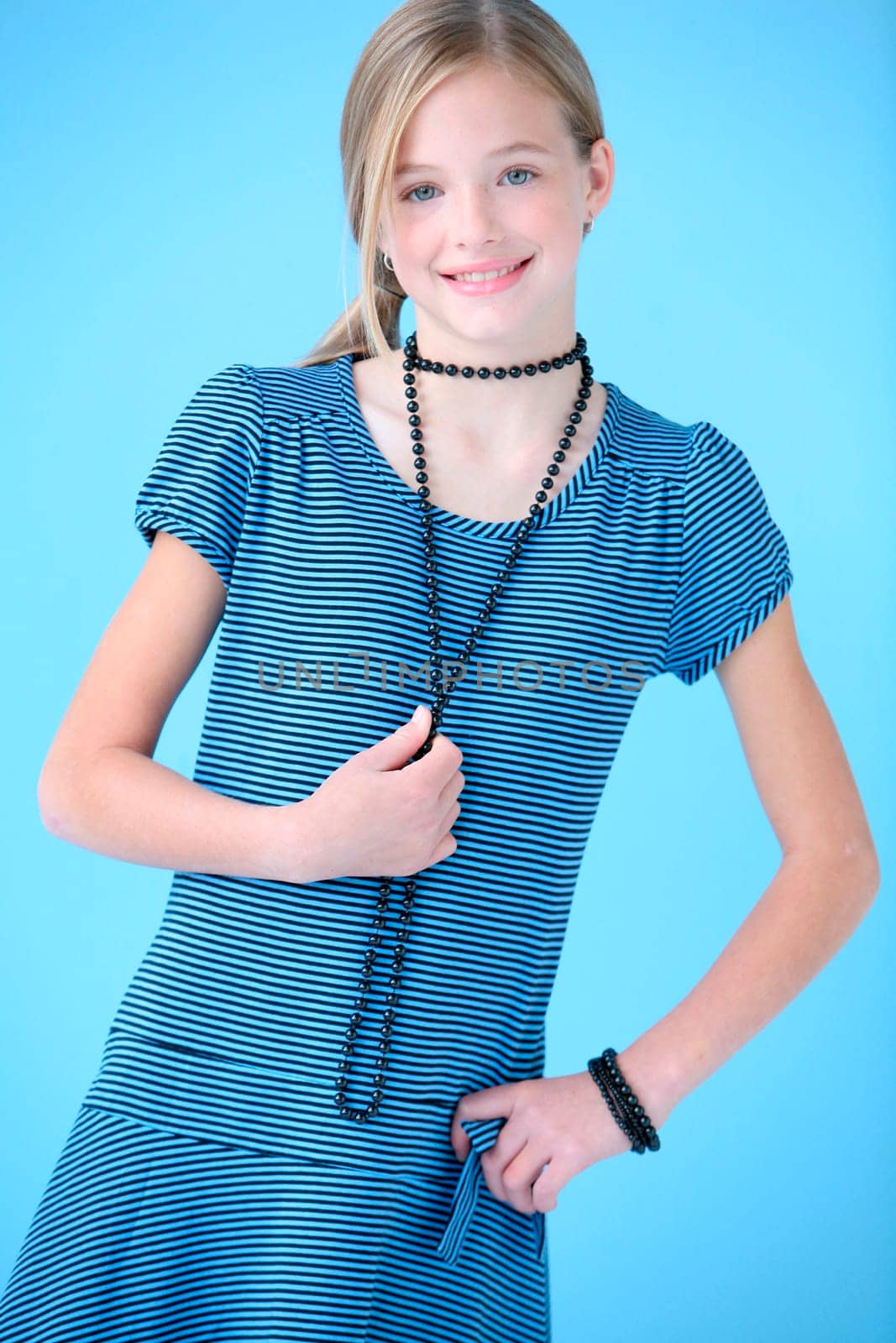 Girl in blue dress
