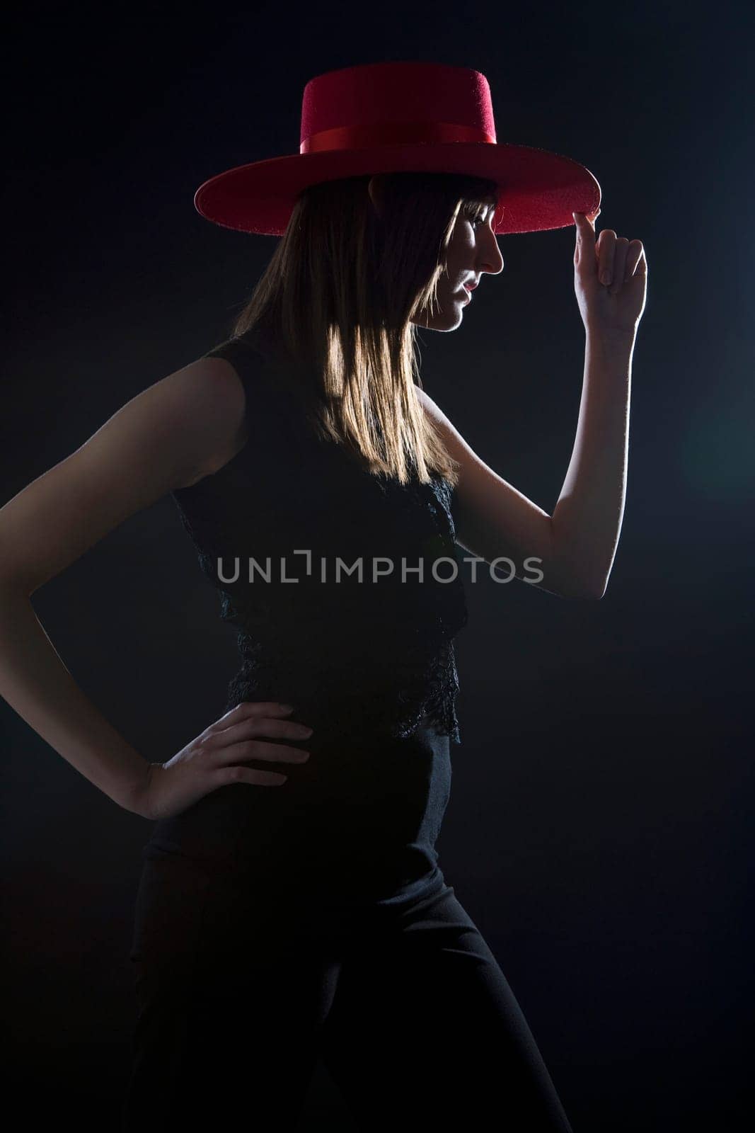 Woman with red hat