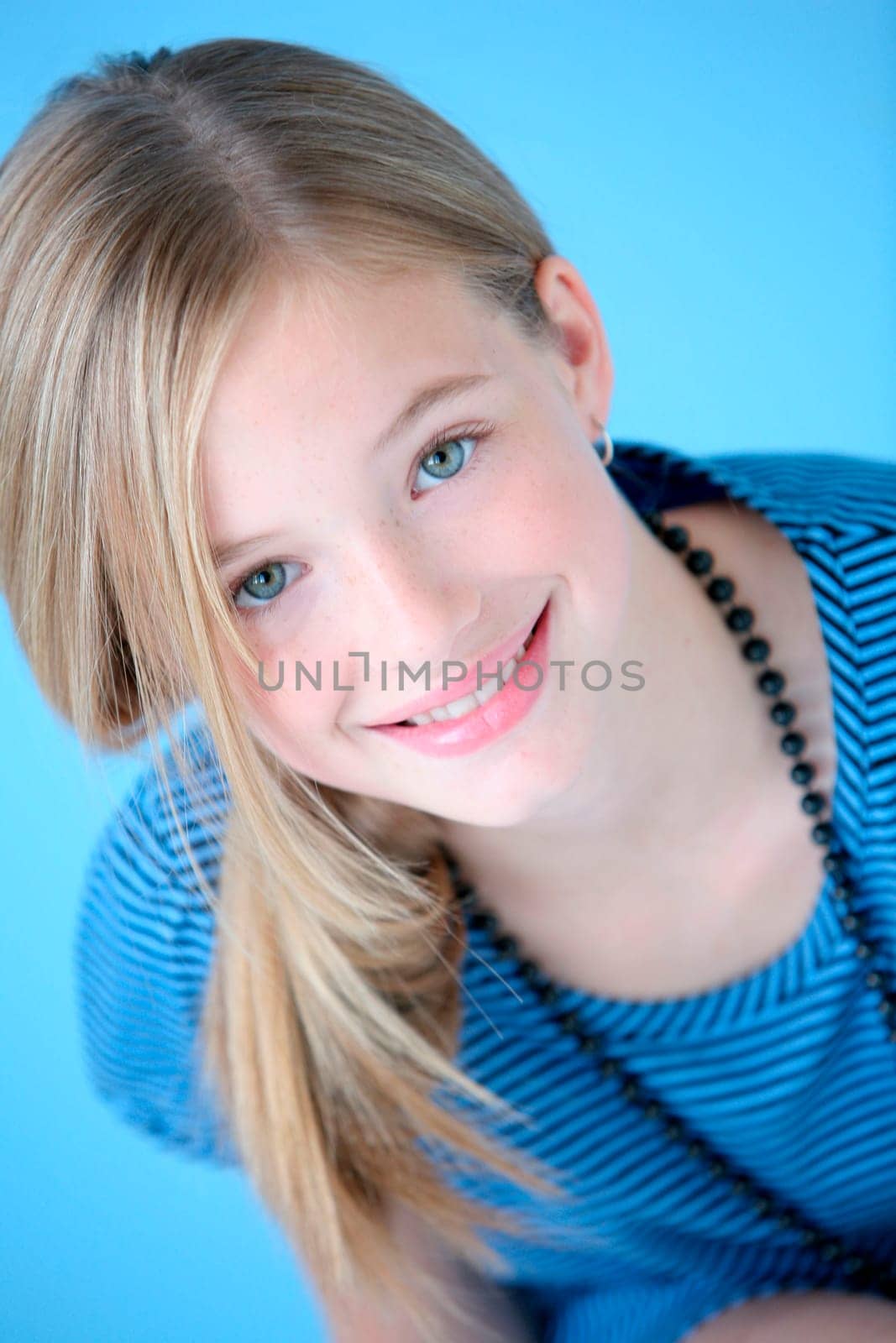 Girl in blue dress