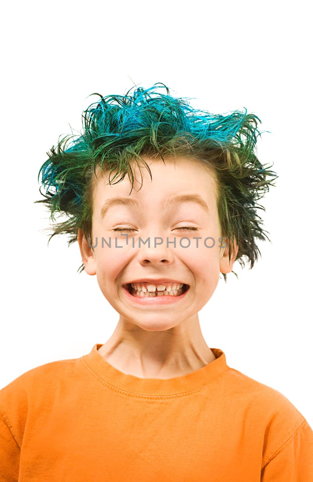 Boy with blue hair