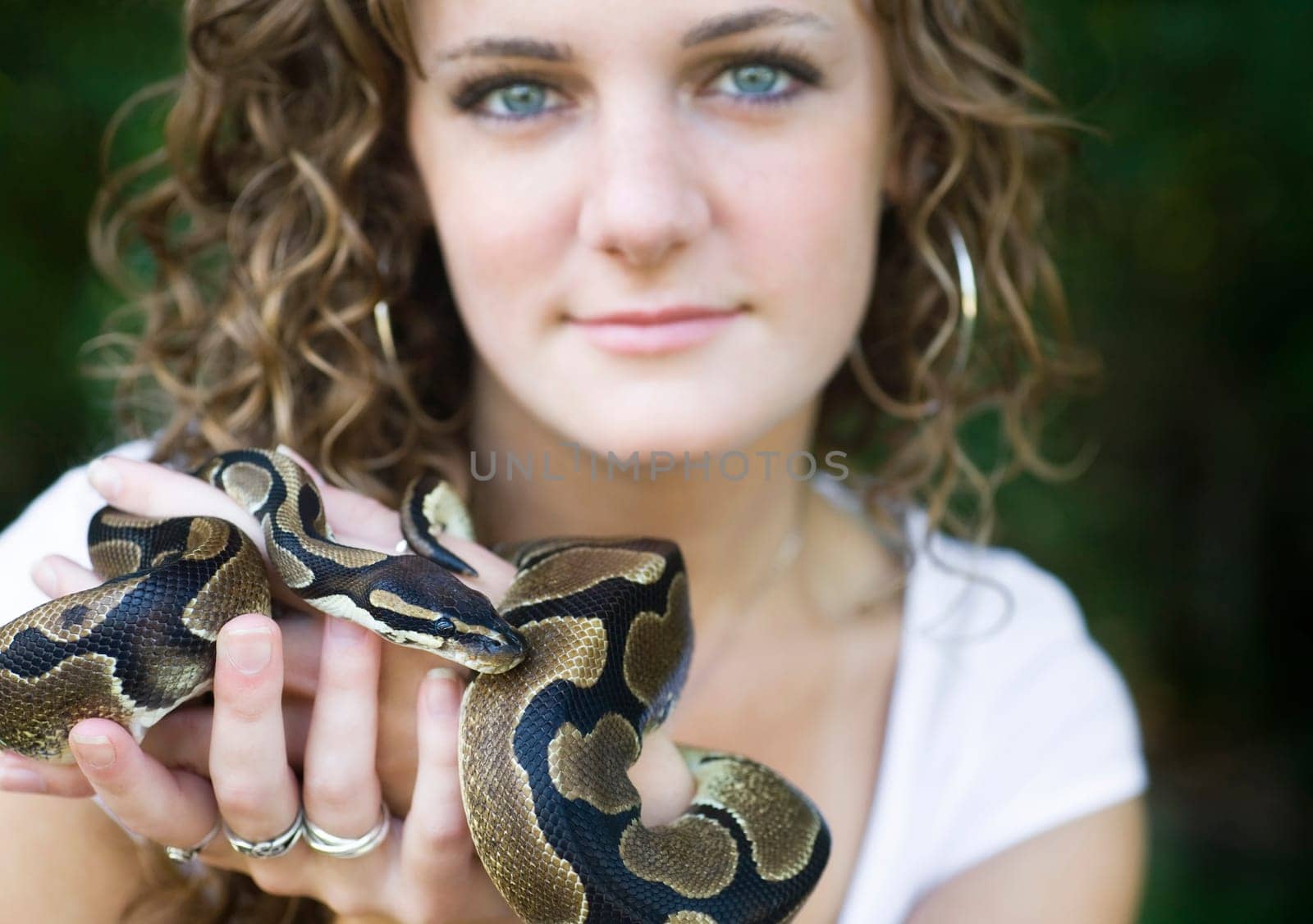 Woman holding a snake