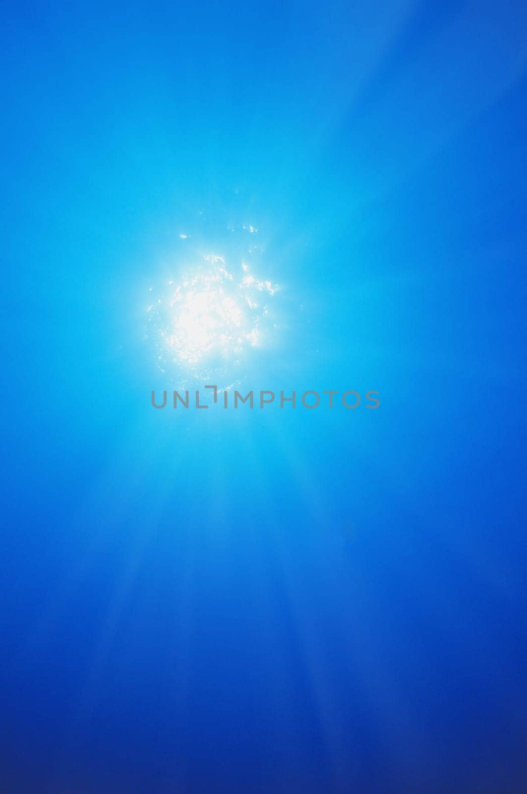 Light shining through water