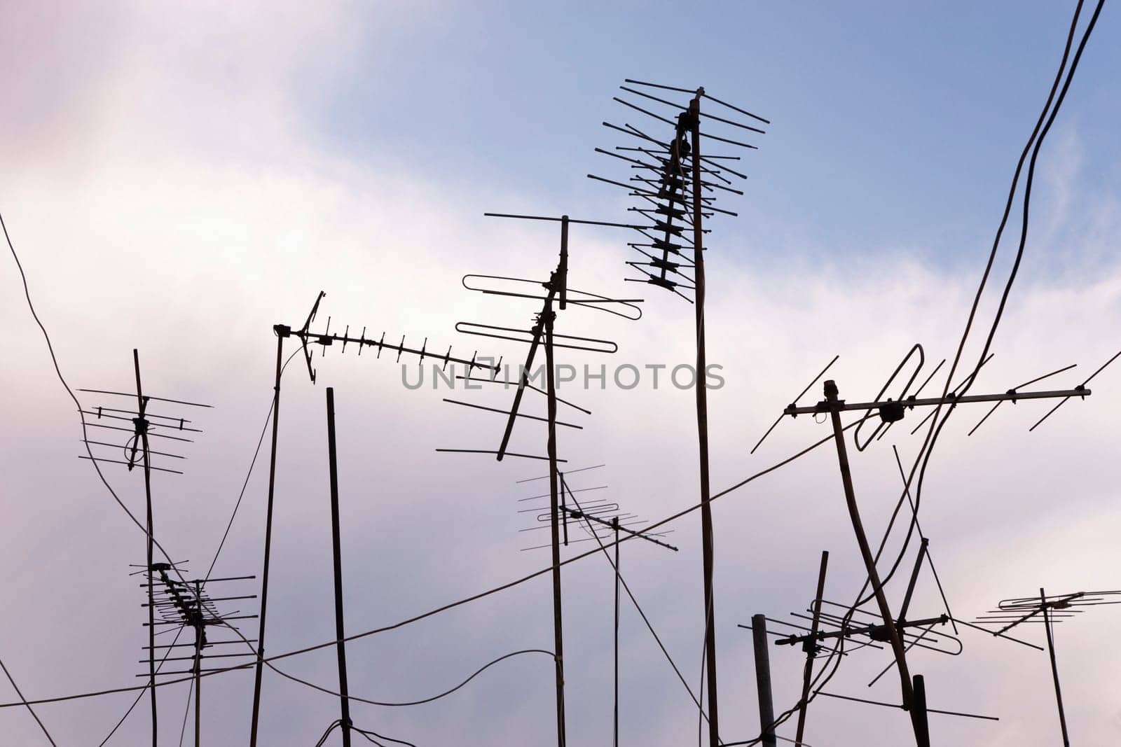 TV aerials TV aerials against the sky