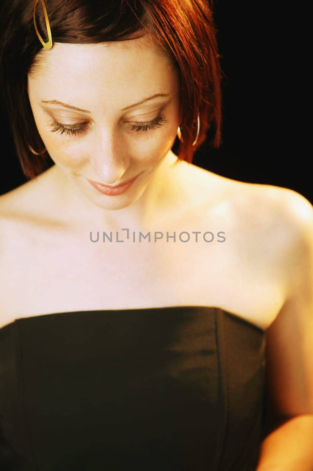 Woman with strapless dress