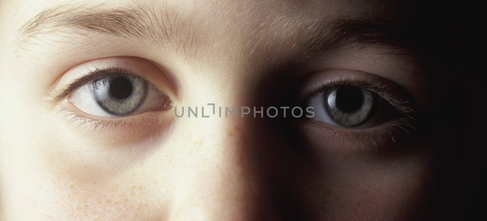 Closeup of blue grey eyes