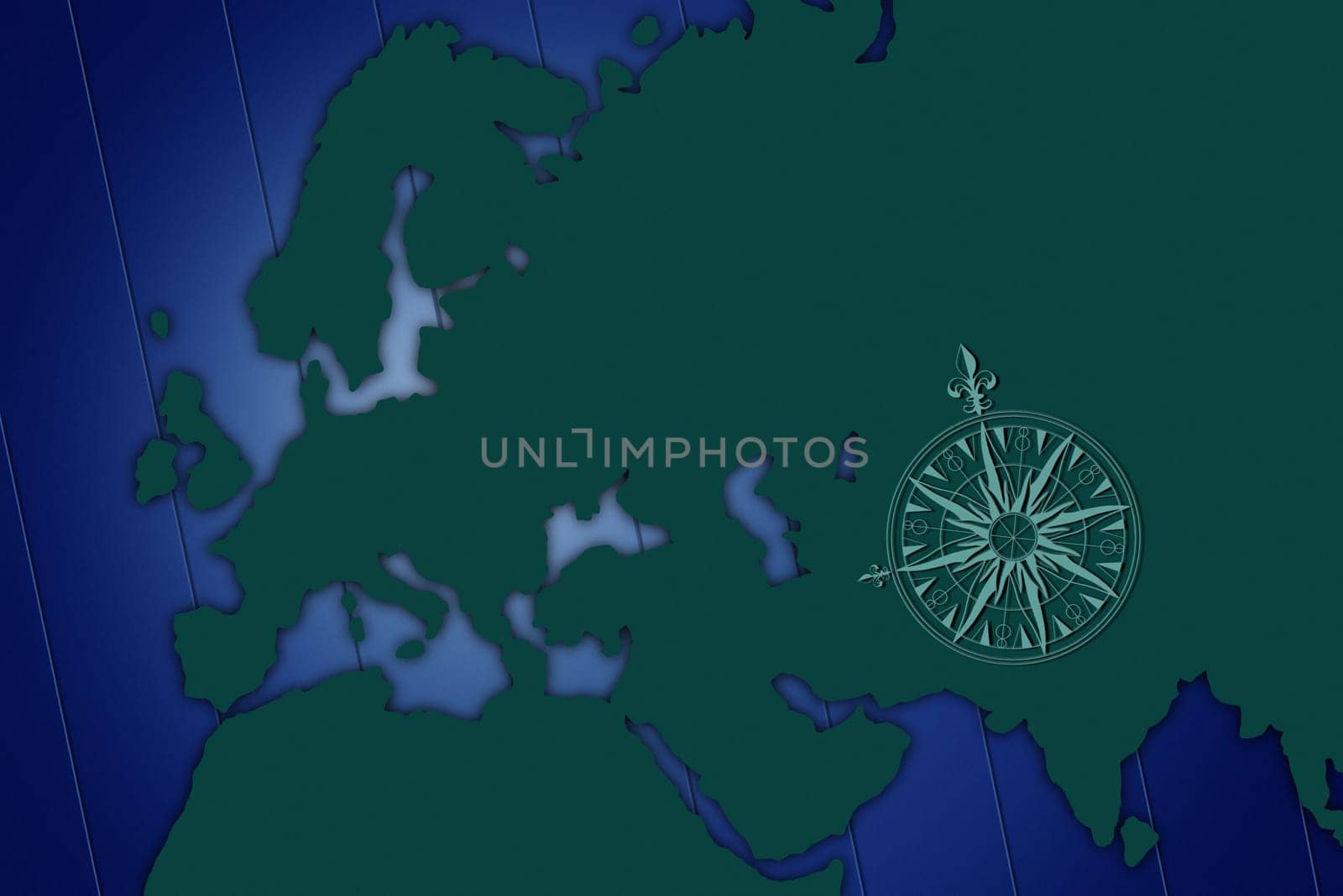 Shadow map of Europe with blue background