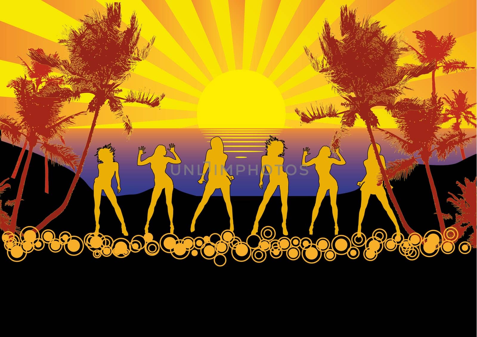 Retro Beach Party at Night