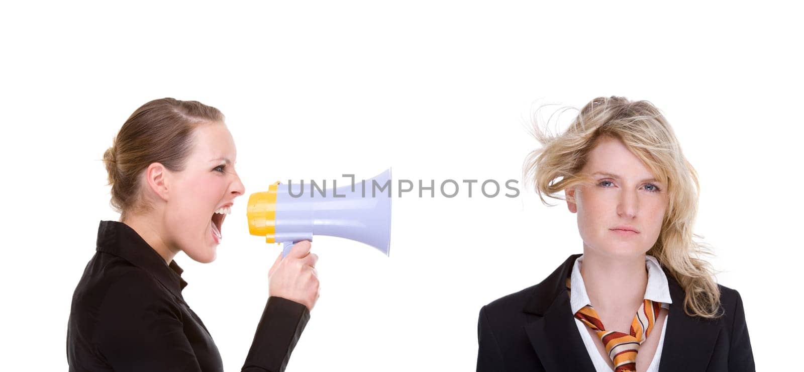 Businesswoman with mouthpiece
