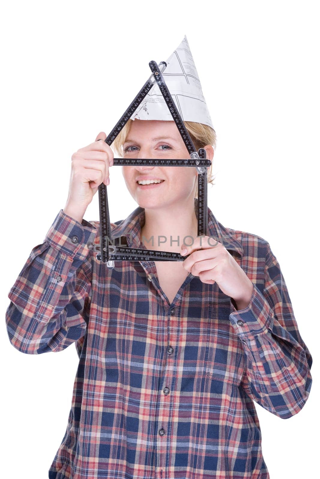 Woman with folding rule