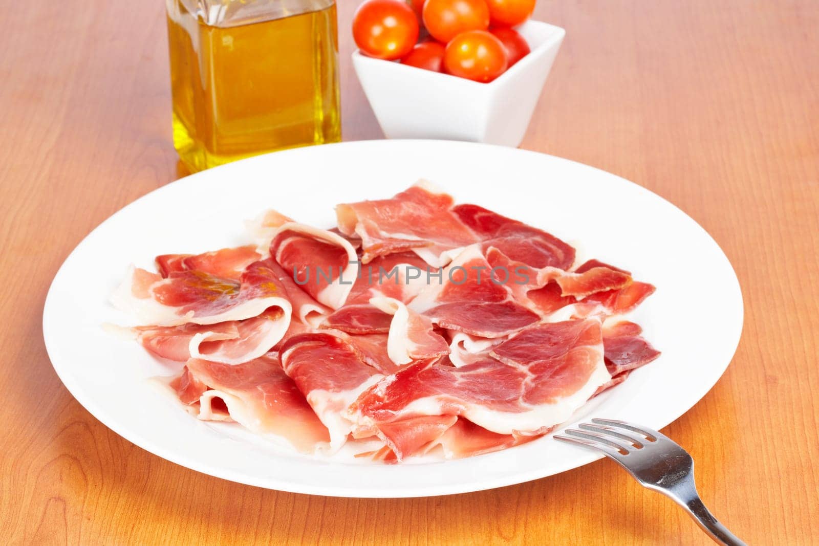Slices of spanish ham