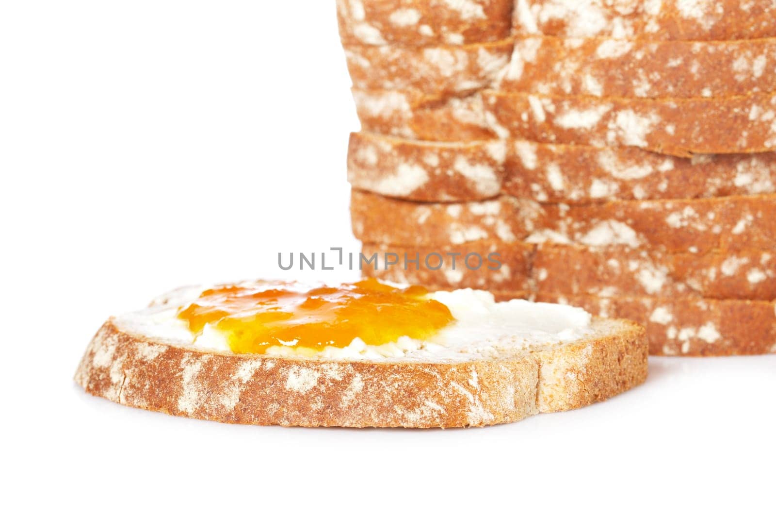 Toast with butter and peach jam