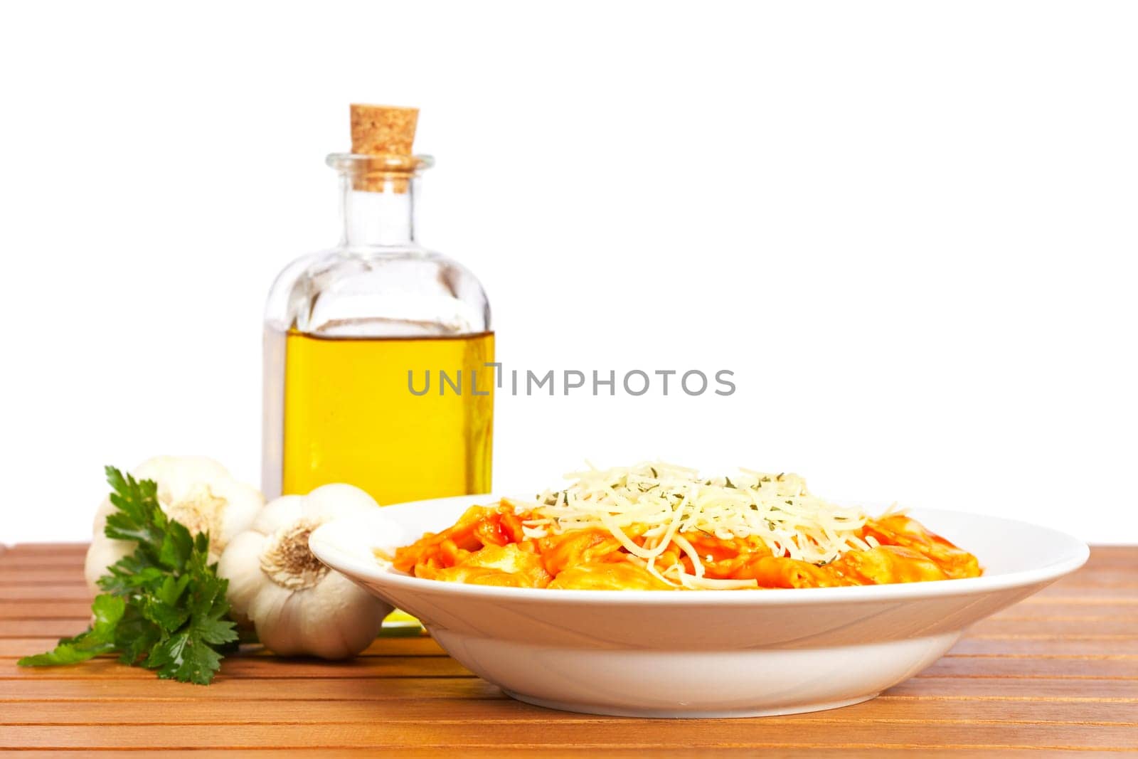 Italian pasta with cheese and tomato