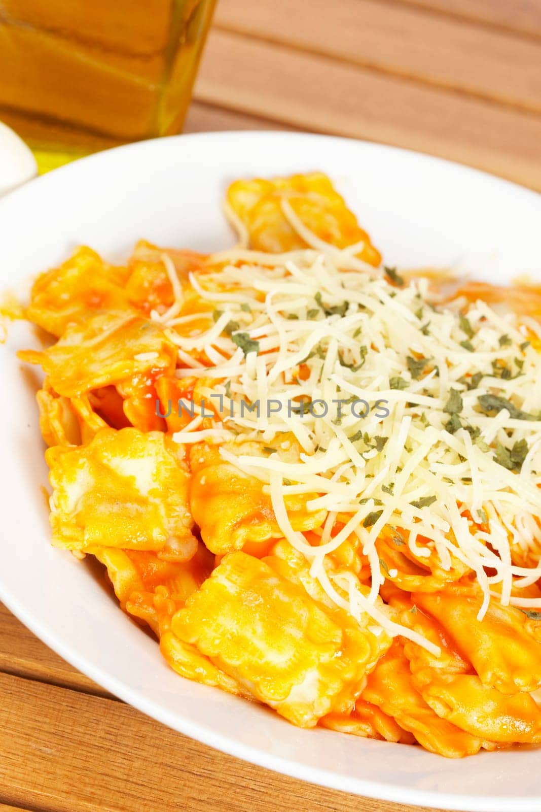 Italian pasta with cheese and tomato