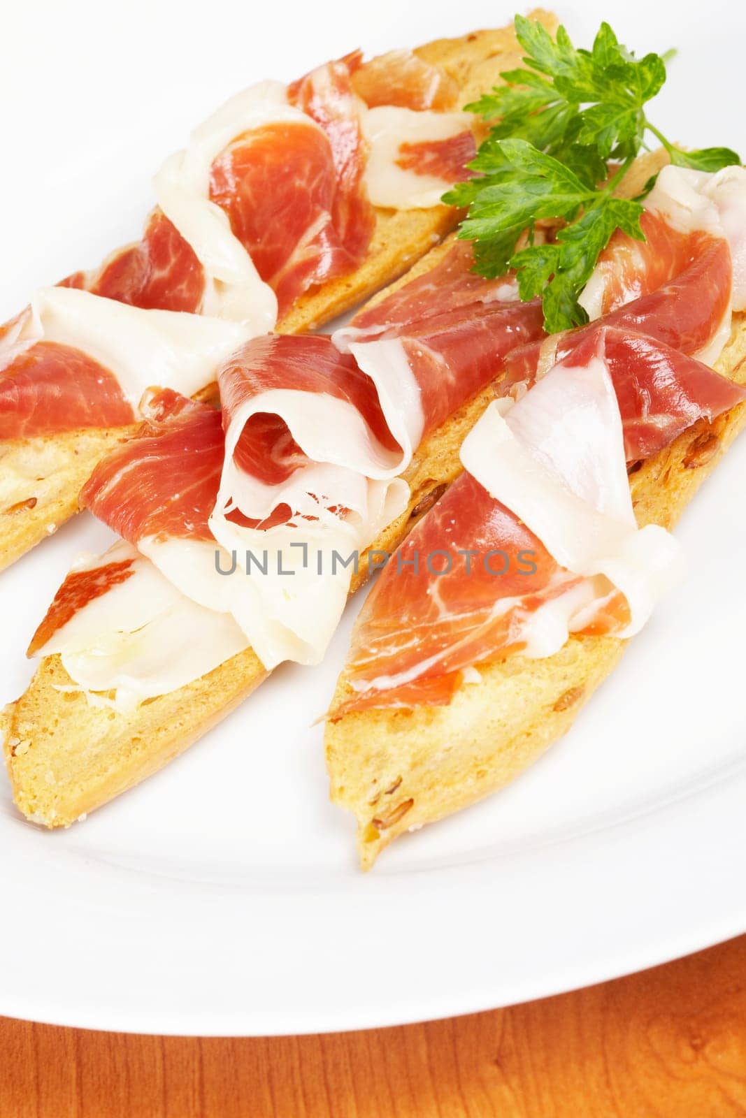 Slices of spanish ham