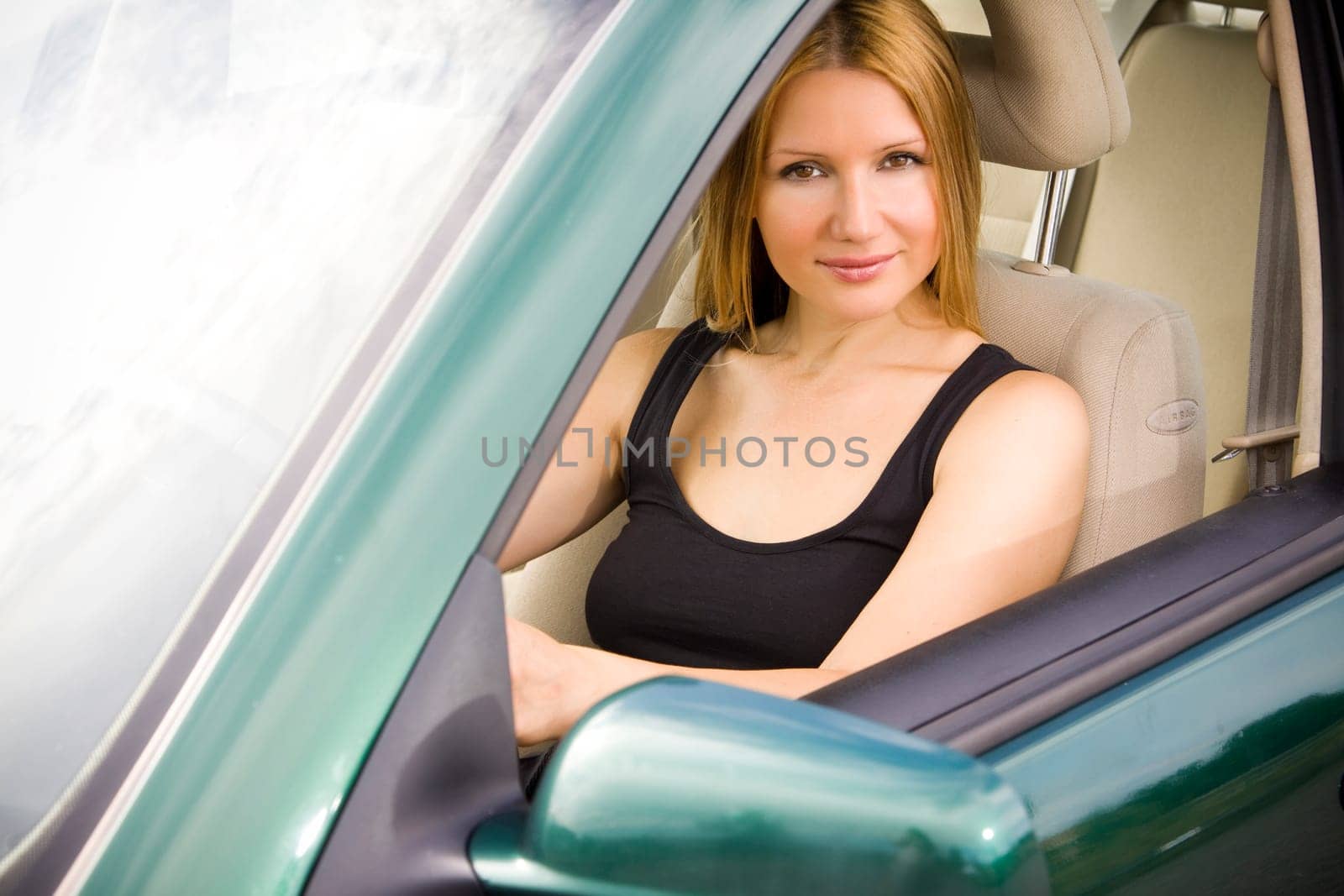 pretty girl in the car