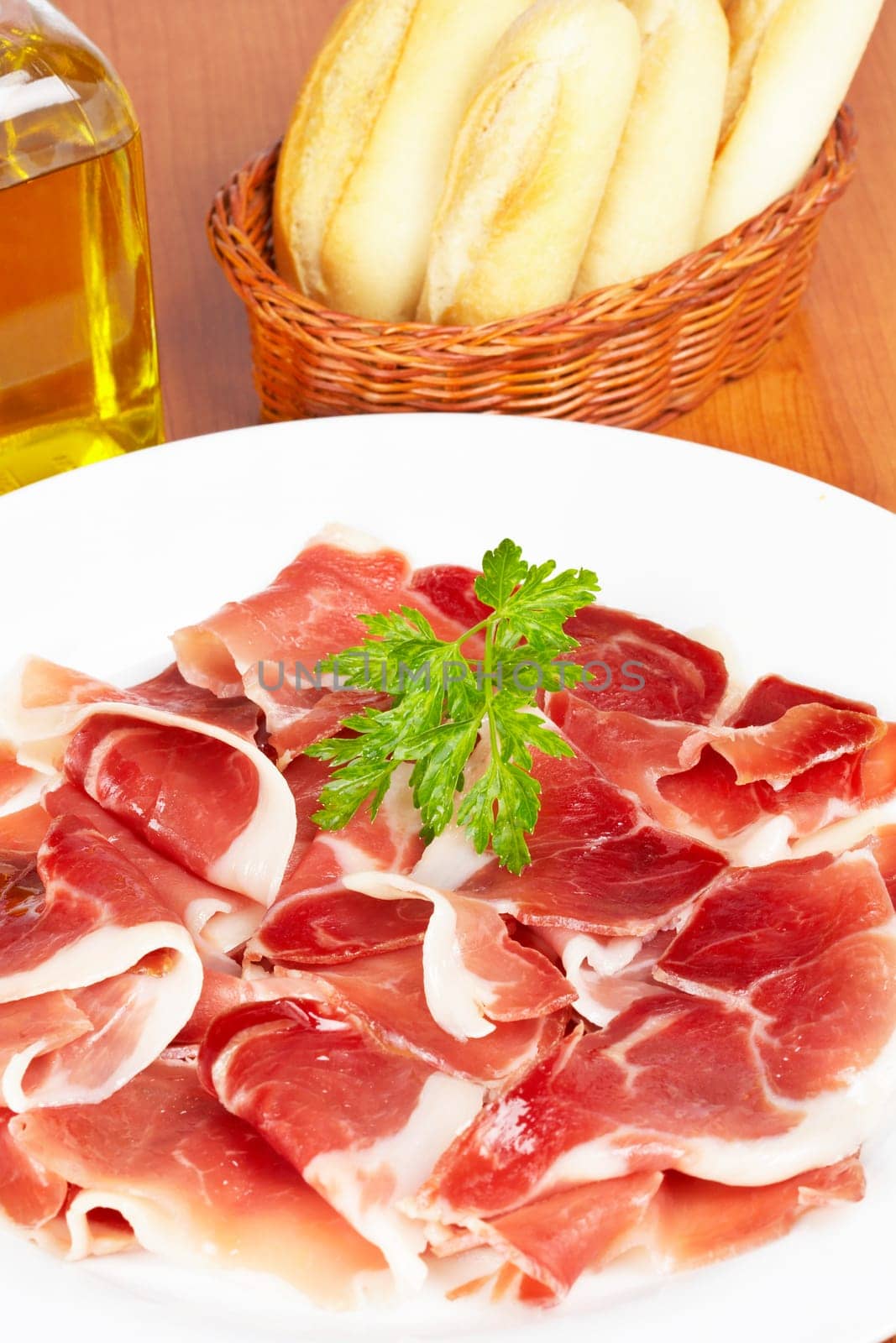 Slices of spanish ham
