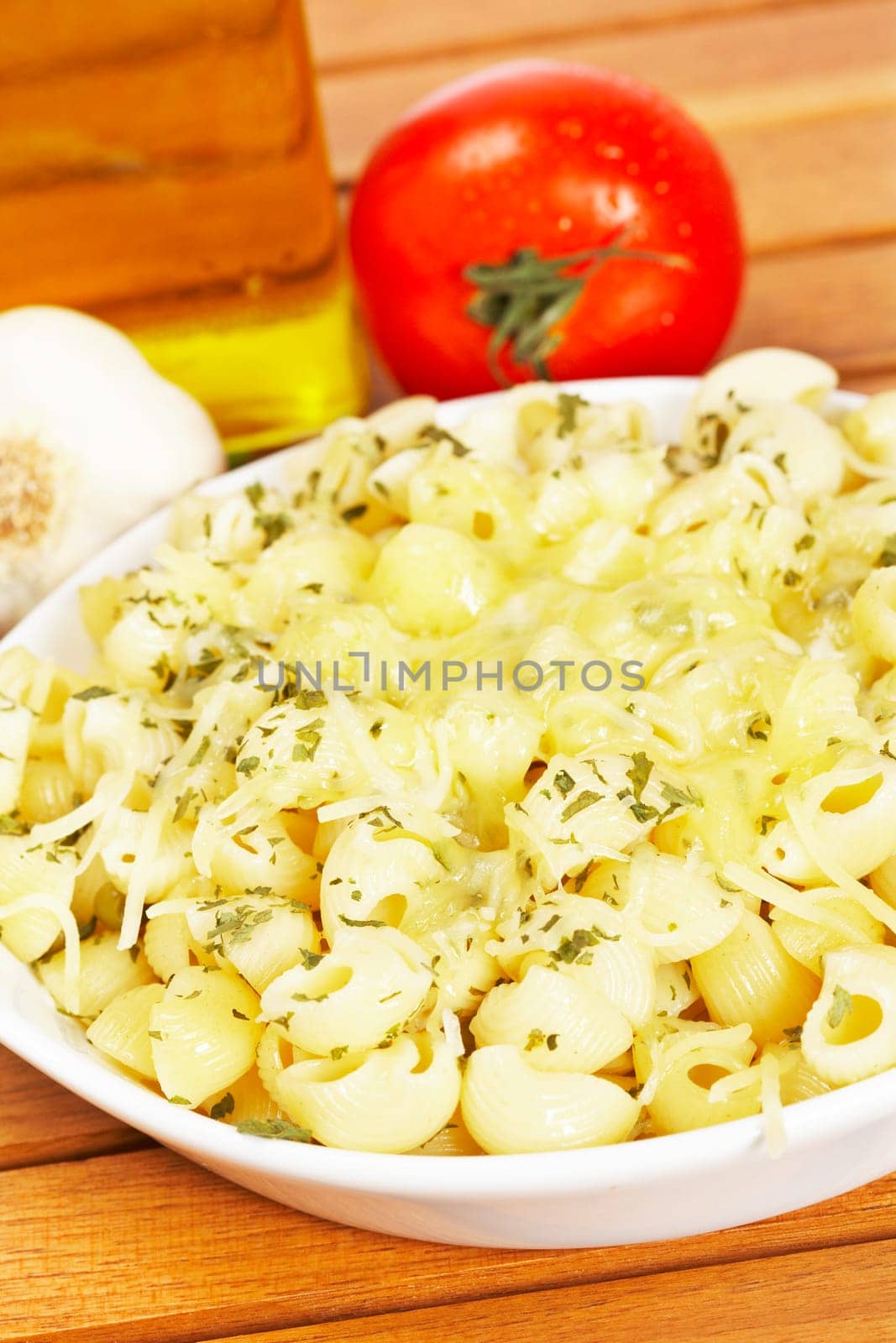 Italian pasta with cheese and tomato