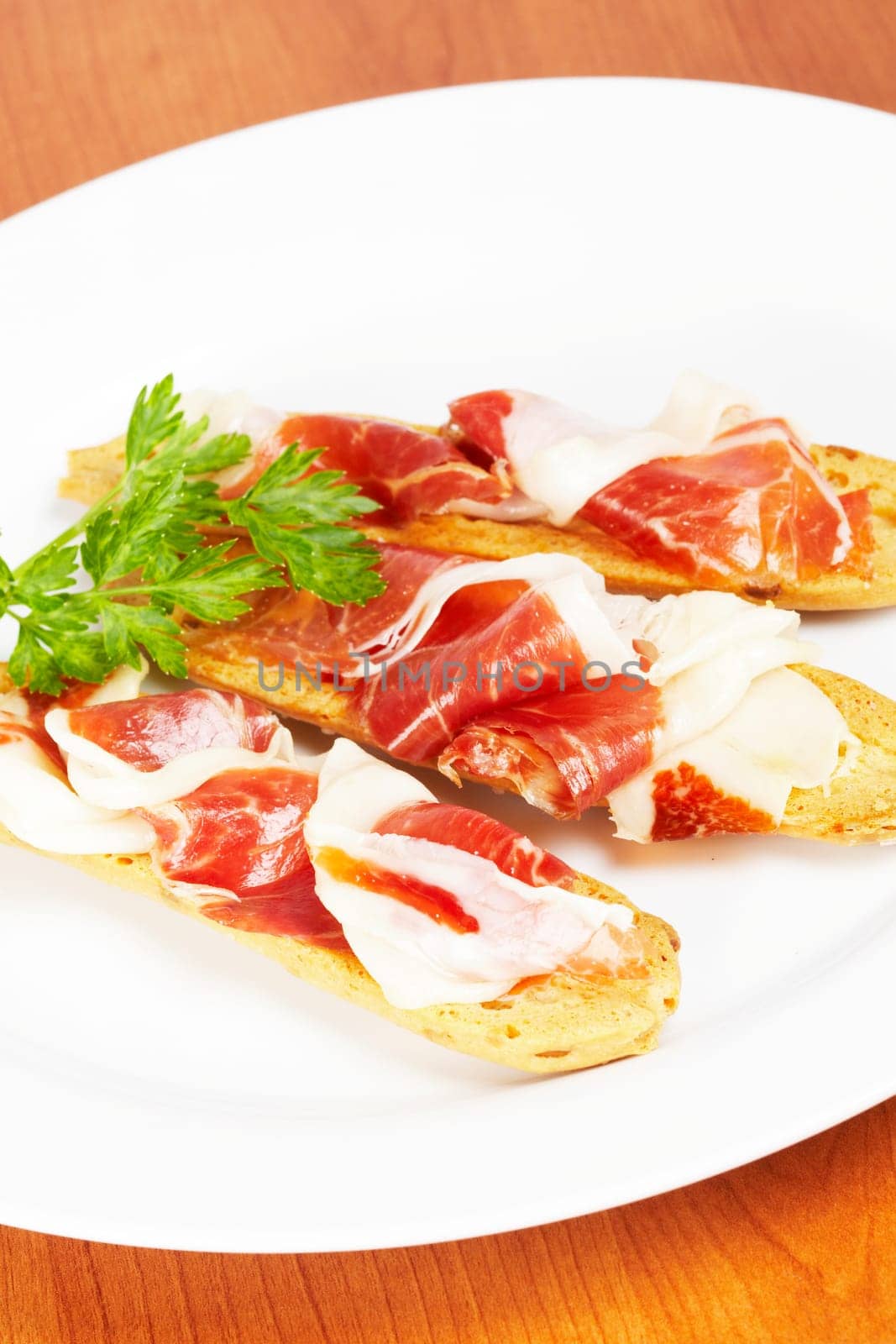 Slices of spanish ham