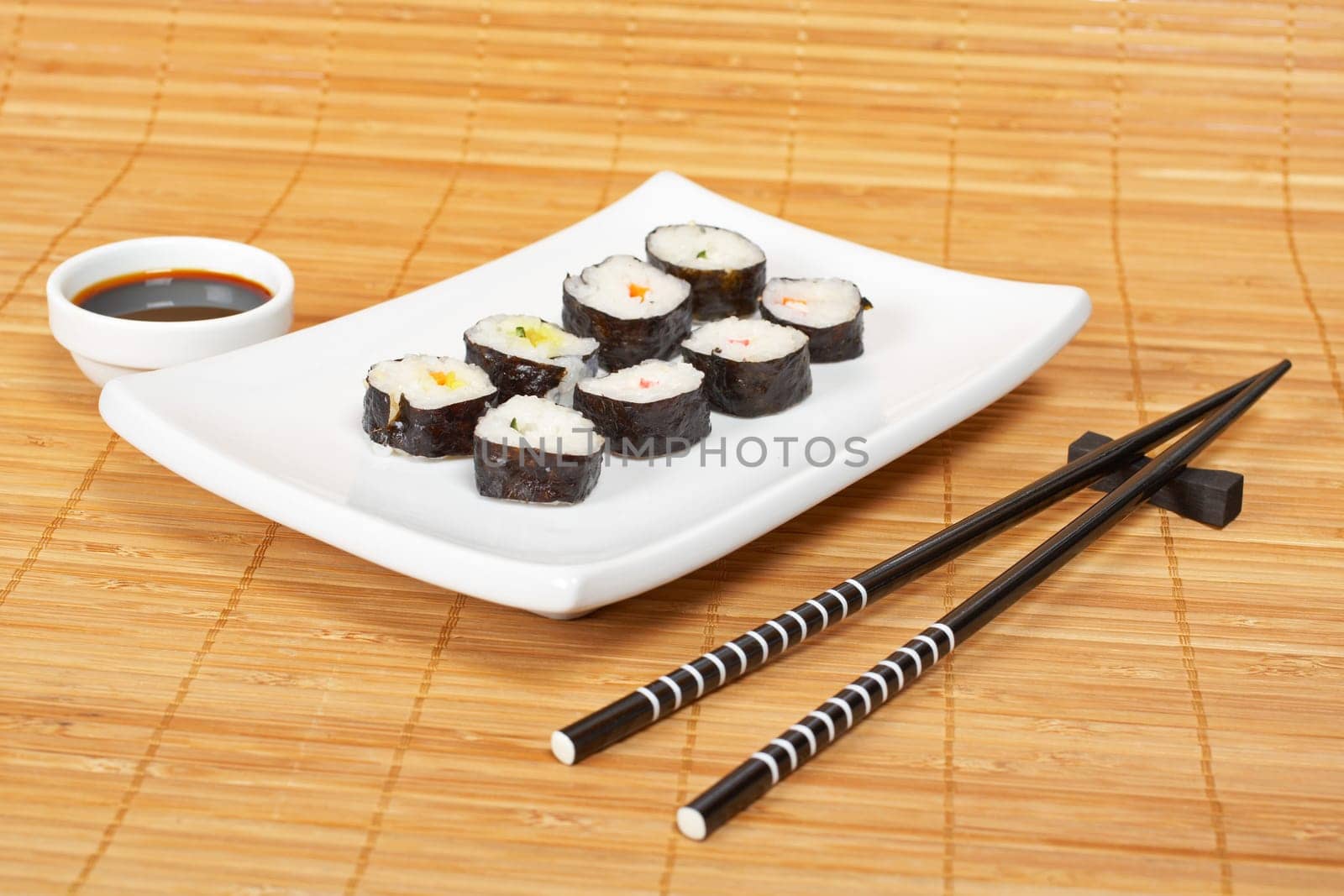 Sushi and soy sauce