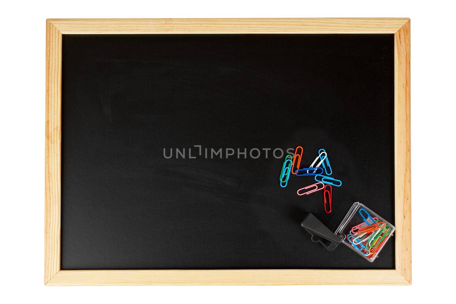 Chalkboard with paperclips