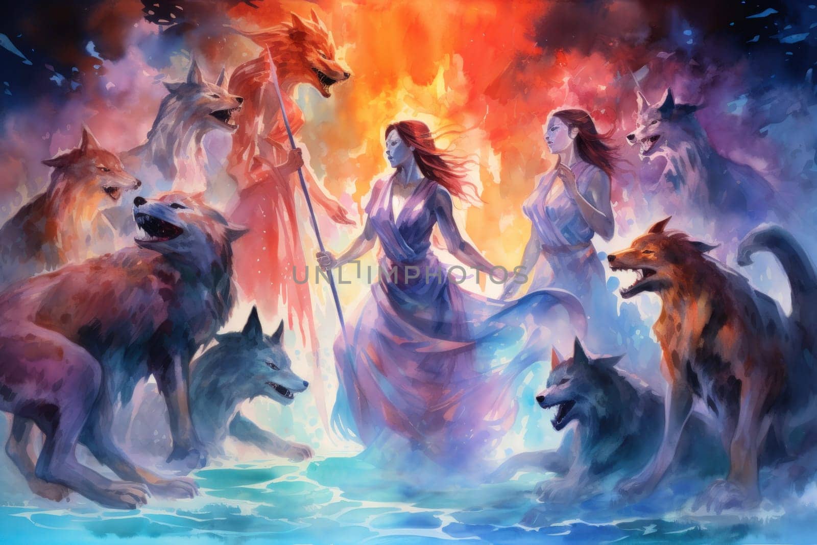 Venture into a mystical realm where fierce werewolves, under the enchanting light of the full moon, undergo their awe-inspiring transformation.
