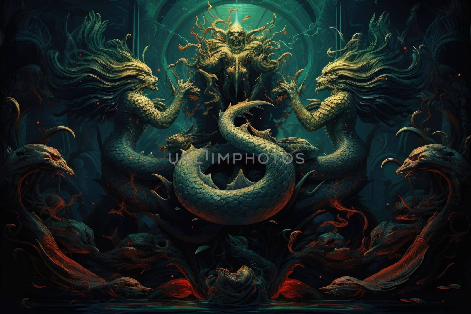 Immerse yourself in the depths of the fantastical with this captivating illustration by a professional visual artist.