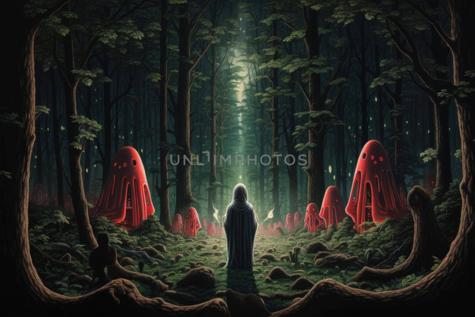 In the realm of fantasy, there exist mystical and enchanting places where giant talking mushrooms thrive in dense forest groves.