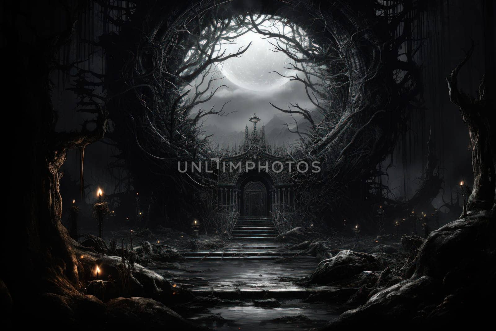 Hidden amidst the ethereal landscapes of fantasy, enigmatic shadow gates stand as enigmatic thresholds to realms concealed in obscurity.
