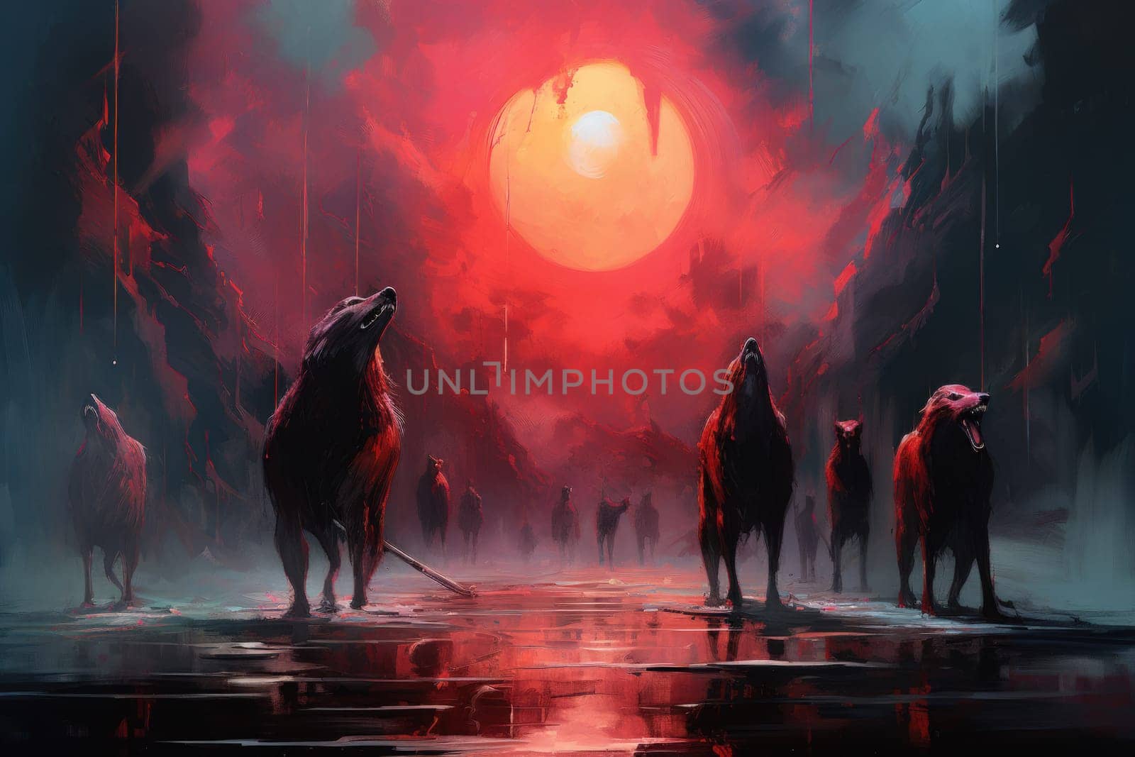 Venture into a mystical realm where fierce werewolves, under the enchanting light of the full moon, undergo their awe-inspiring transformation.