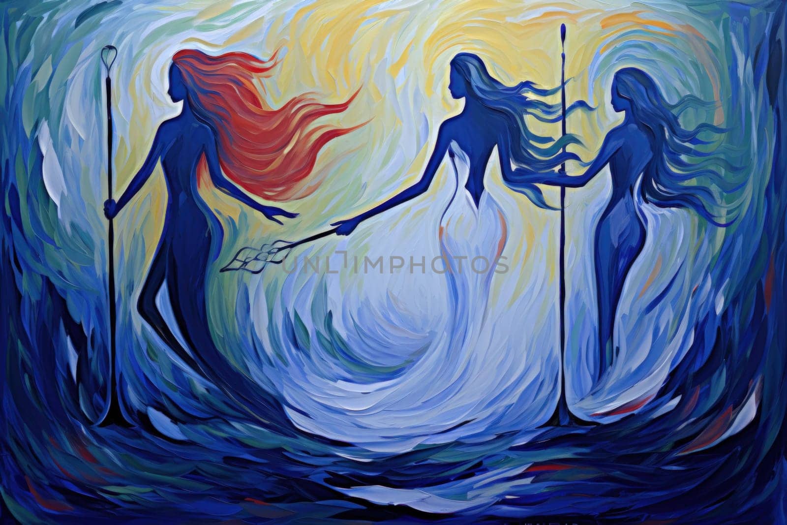 Imagine a mystical world where ethereal mermaids gracefully swim with flowing sapphire tails, enchanting all who gaze upon their mesmerizing beauty.