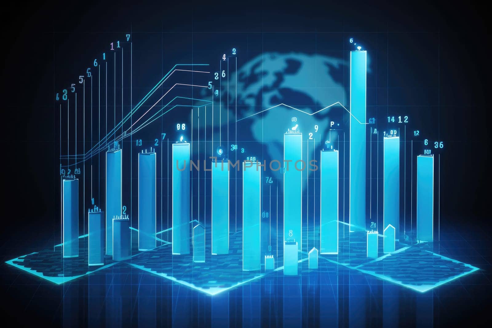 financial stock market graph on futuristic technology abstract background. Generative AI.