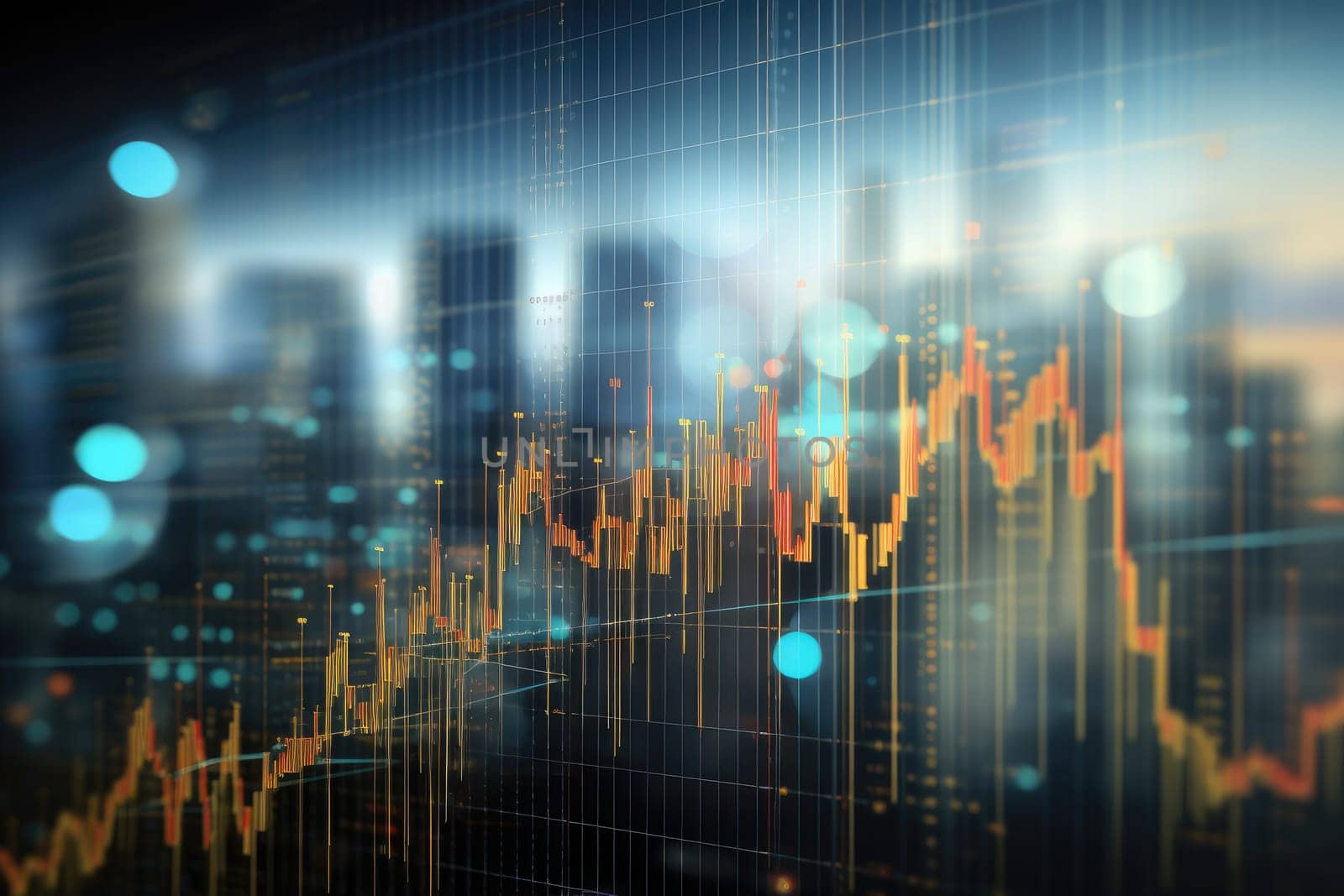 financial stock market graph on futuristic technology abstract background. Generative AI.