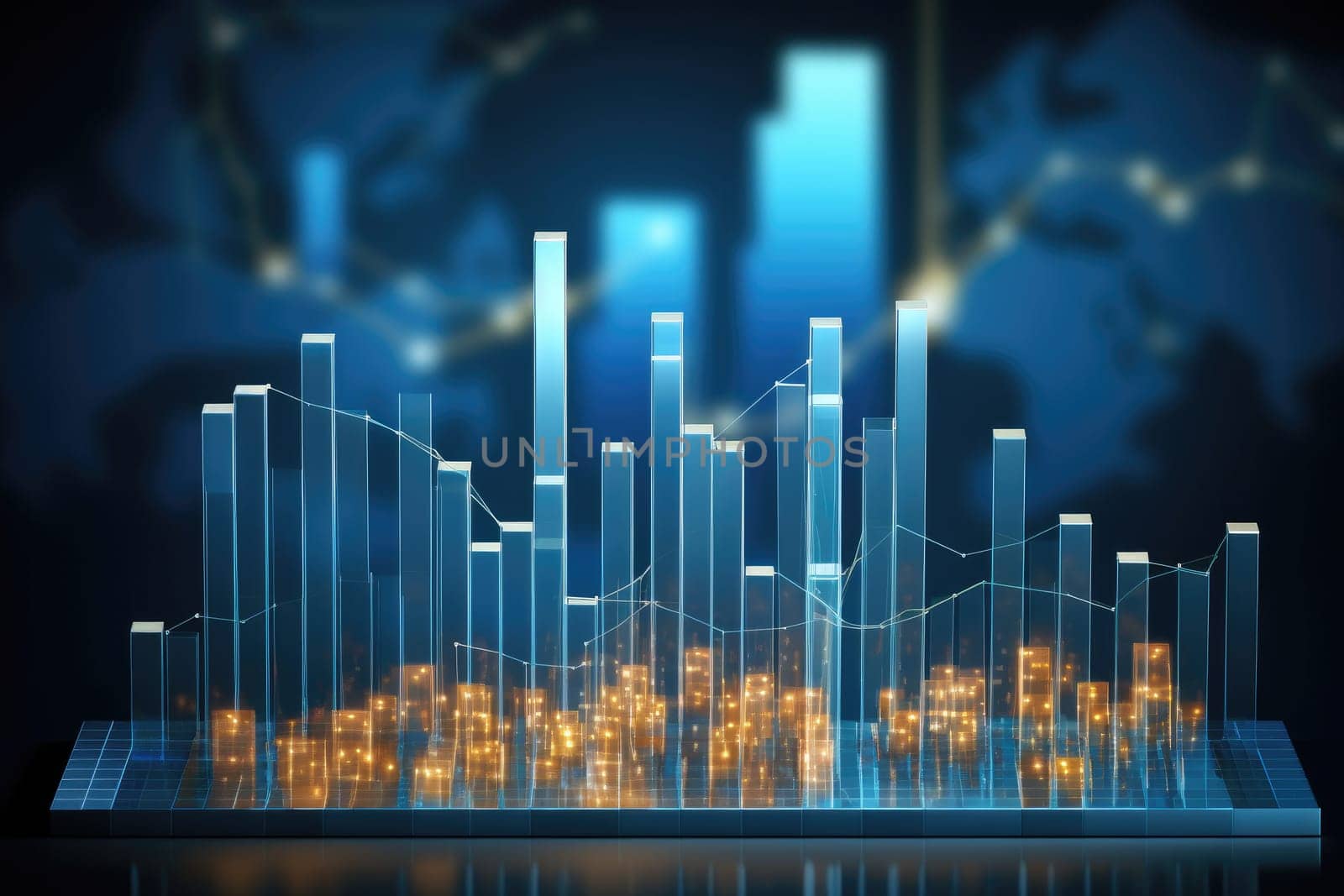 financial stock market graph on futuristic technology abstract background. Generative AI.