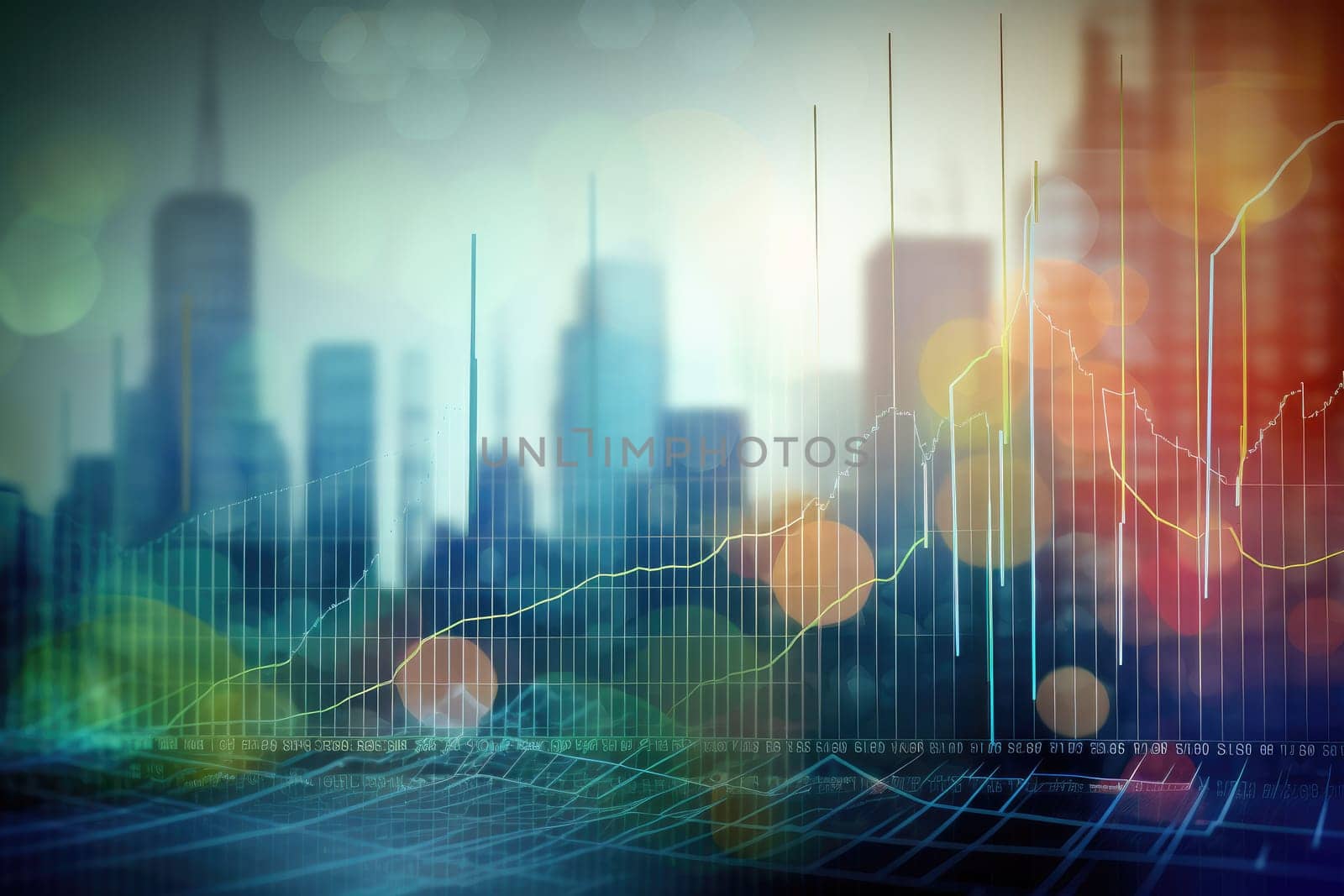 financial stock market graph on futuristic technology abstract background. Generative AI.