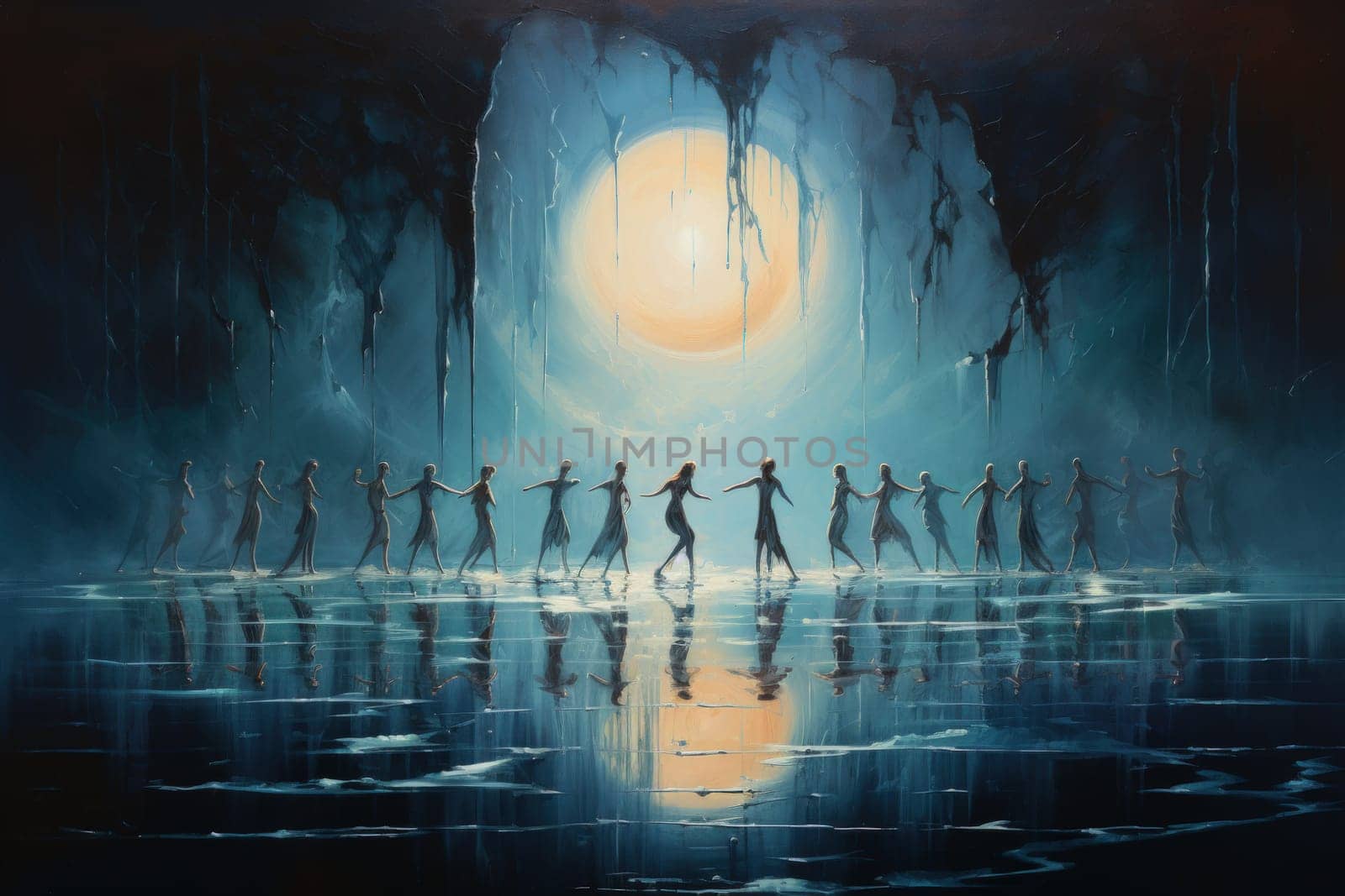 In the realm of fantasy, graceful moonlit dancers captivate with their ethereal movements, perfectly synchronized with the celestial rhythms.
