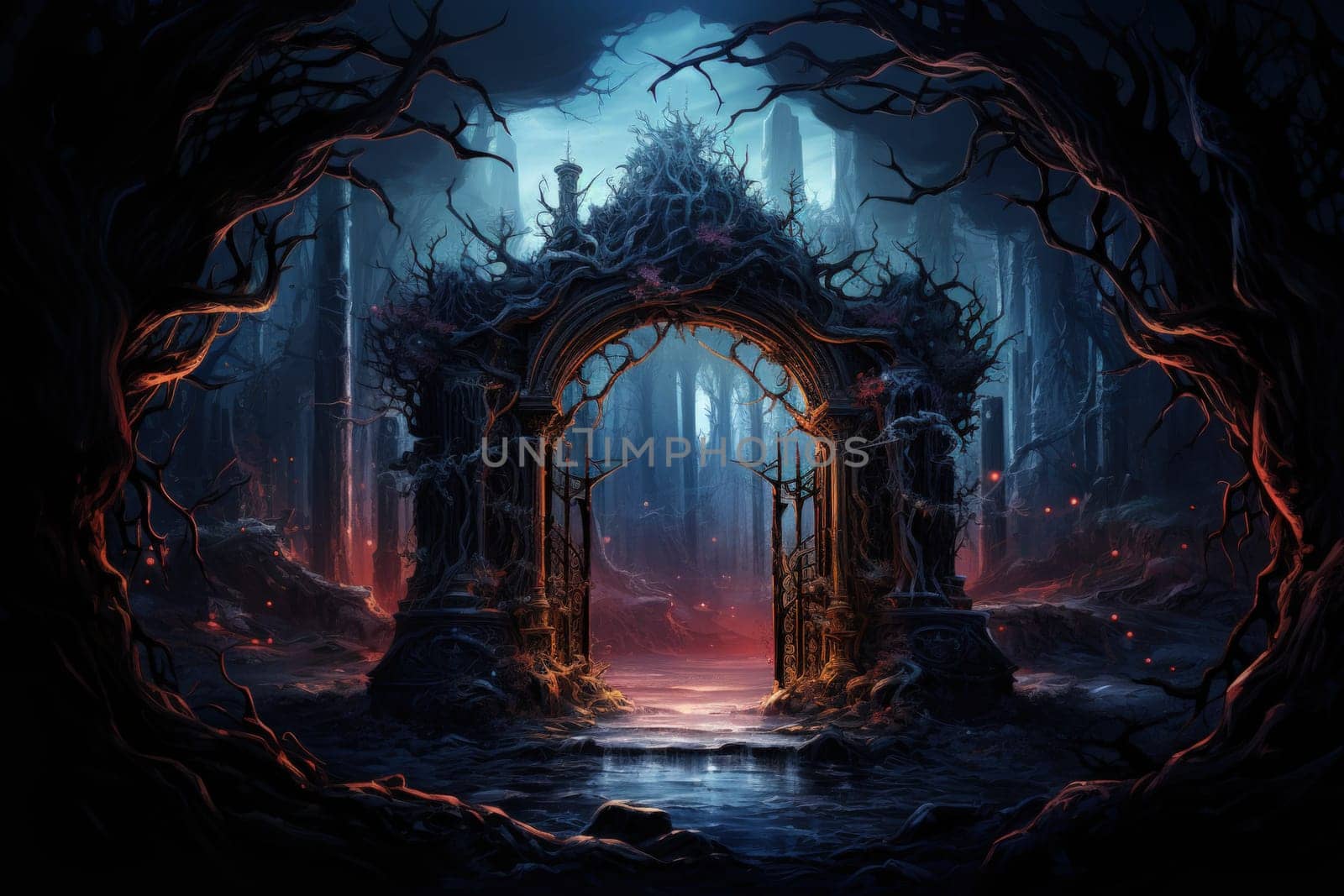 Hidden amidst the ethereal landscapes of fantasy, enigmatic shadow gates stand as enigmatic thresholds to realms concealed in obscurity.