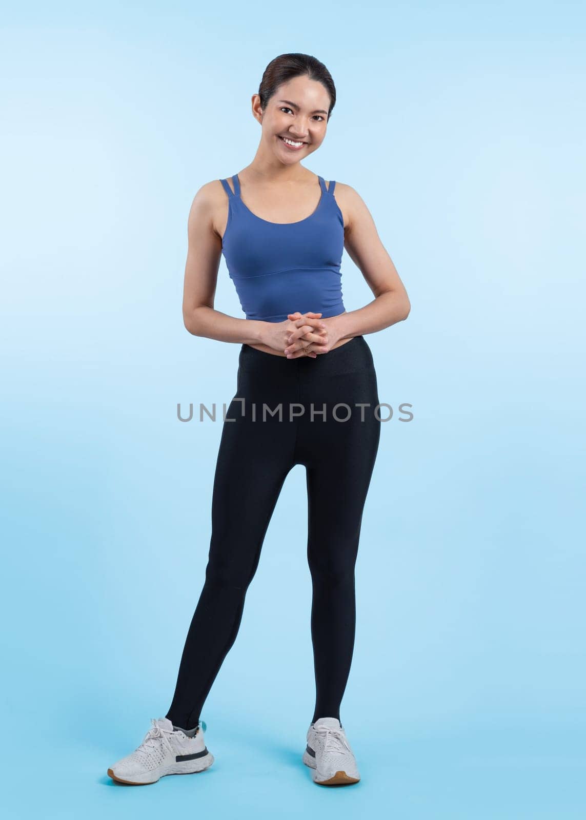 Full body attractive girl engage in her pursuit of healthy lifestyle. Vigorous by biancoblue