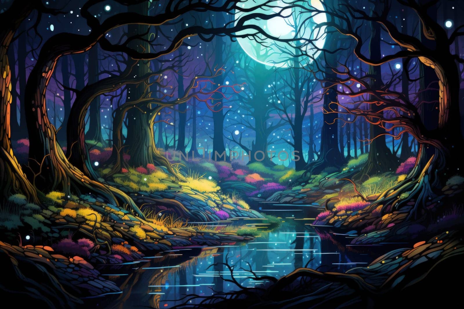 Journey through mystical forests filled with enchanted flora and sentient, conversing trees, where reality seamlessly intertwines with fantasy.