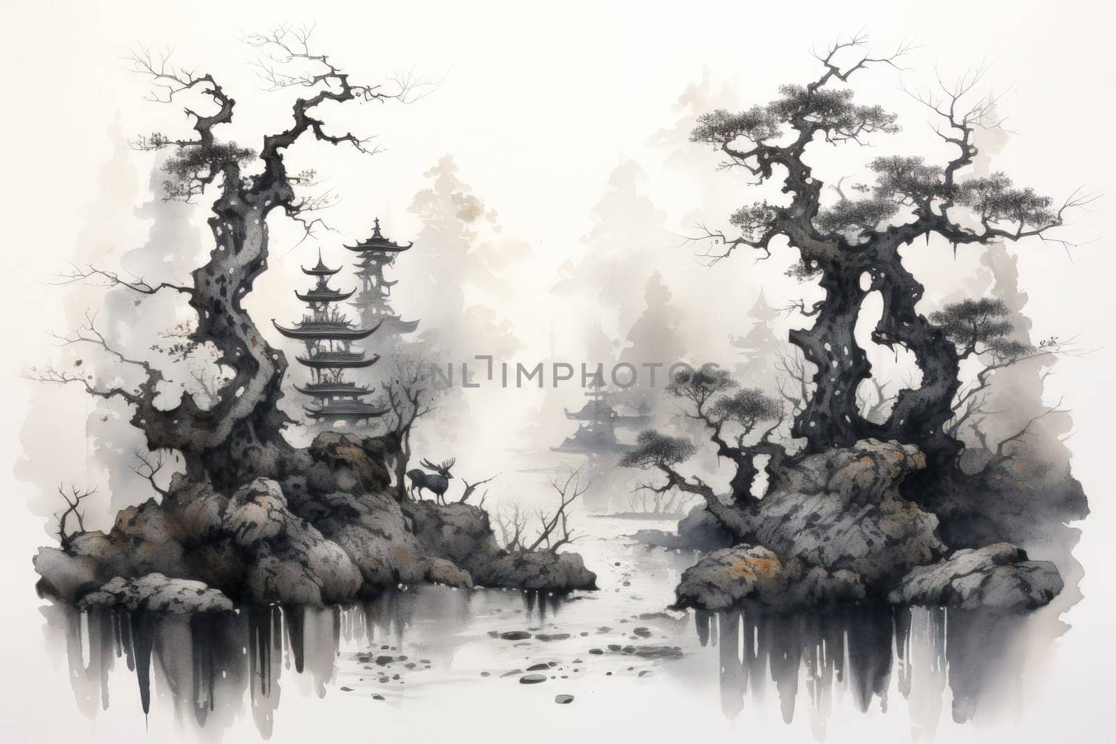 Deep within the mystical woodland realms of fantasy, ancient forest spirits stand as silent sentinels, their ethereal presence a testament to the wisdom and magic of the natural world.