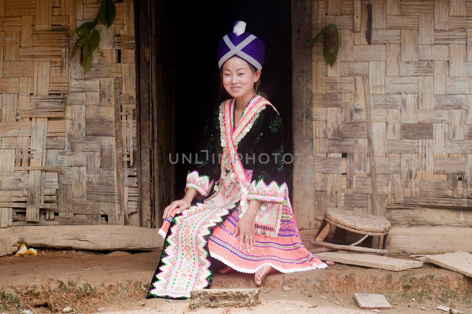 Asian woman in traditional dress,Hmong